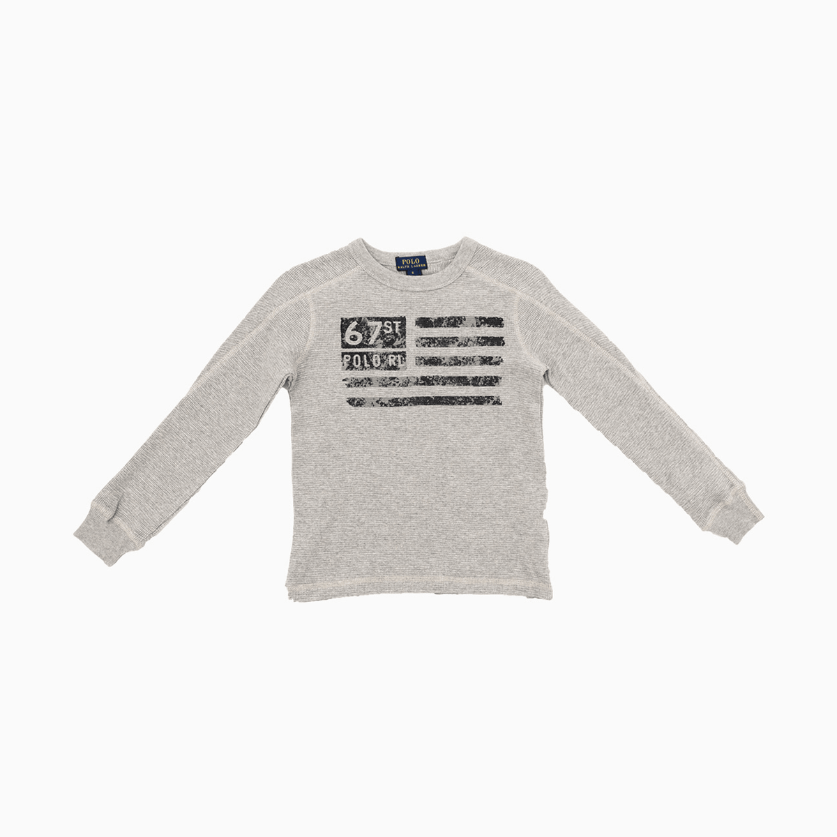 Kid's Waffle Knit Long Sleeve Crew Neck Shirt Ralph Lauren - Tops and Bottoms USA
