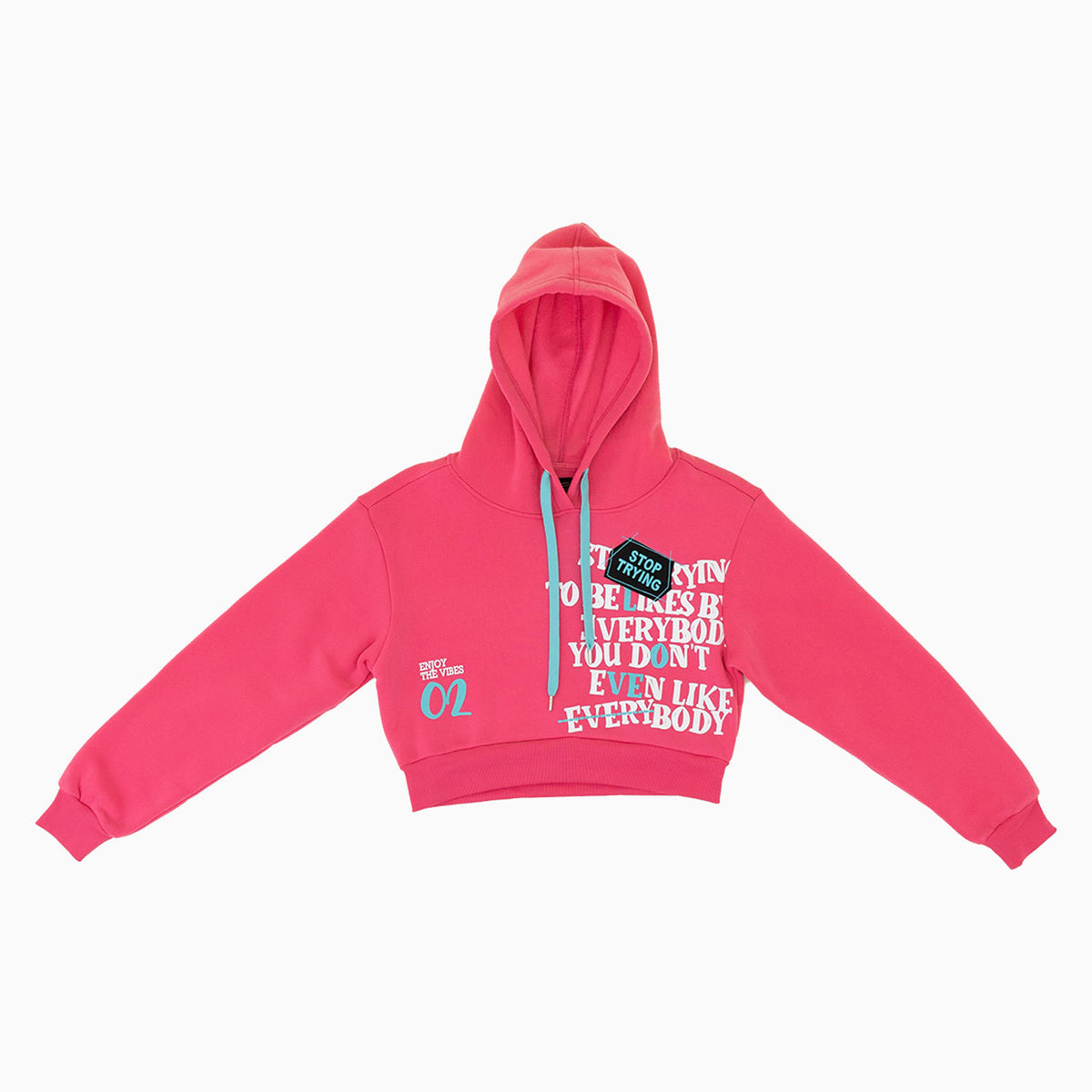 red-fox-womens-fleece-crop-graphic-pull-over-hoodie-hd2309-hpk