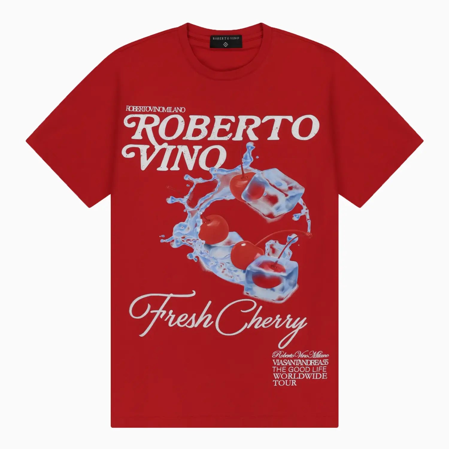 Men's Fresh Cherry Crew Neck T-Shirt Roberto Vino - Tops and Bottoms USA