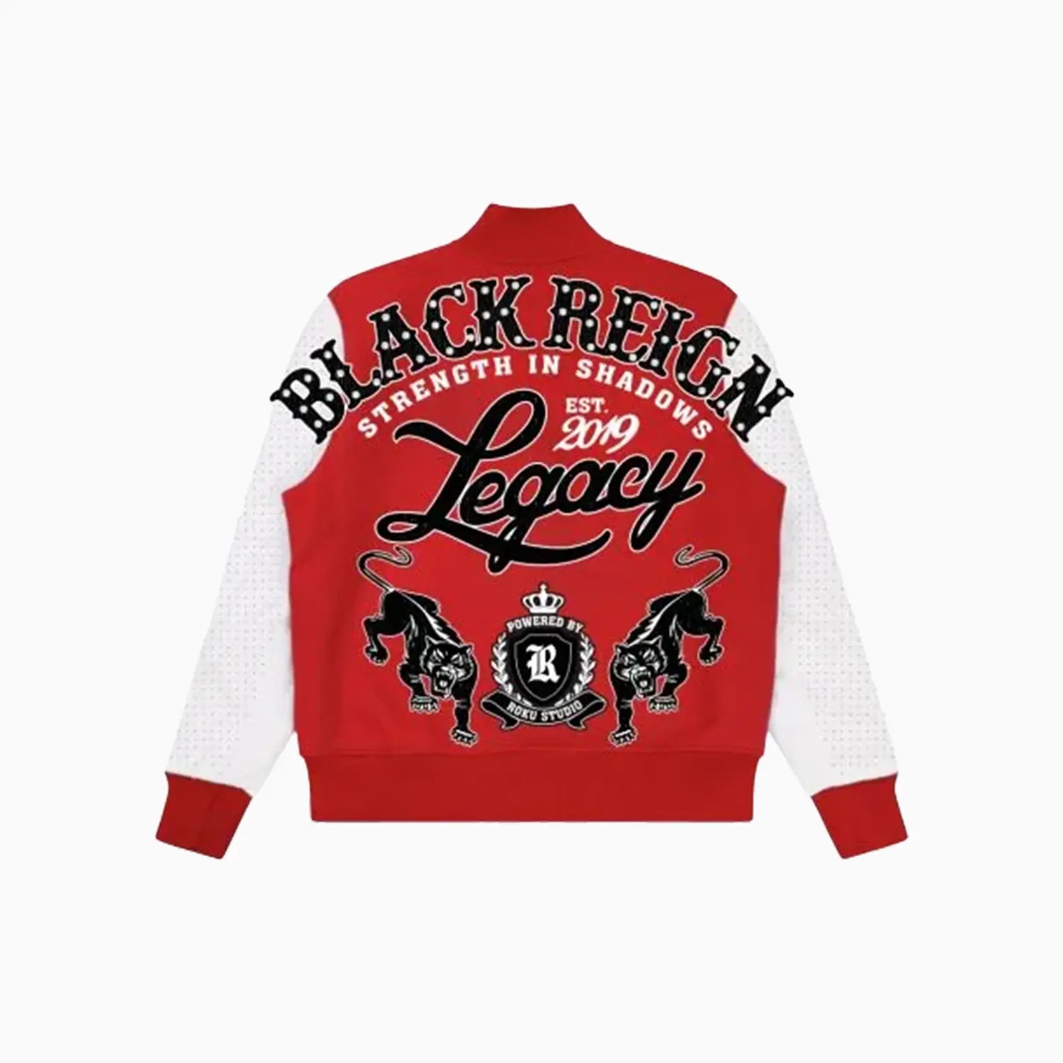 Men's Black Reign Rhinestone Varsity Jacket
