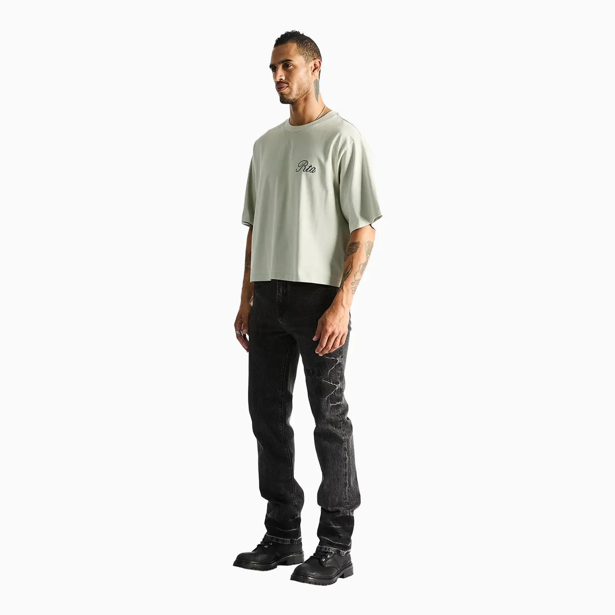 Men's Austin Cropped Oversized T-Shirt RTA - Tops and Bottoms USA
