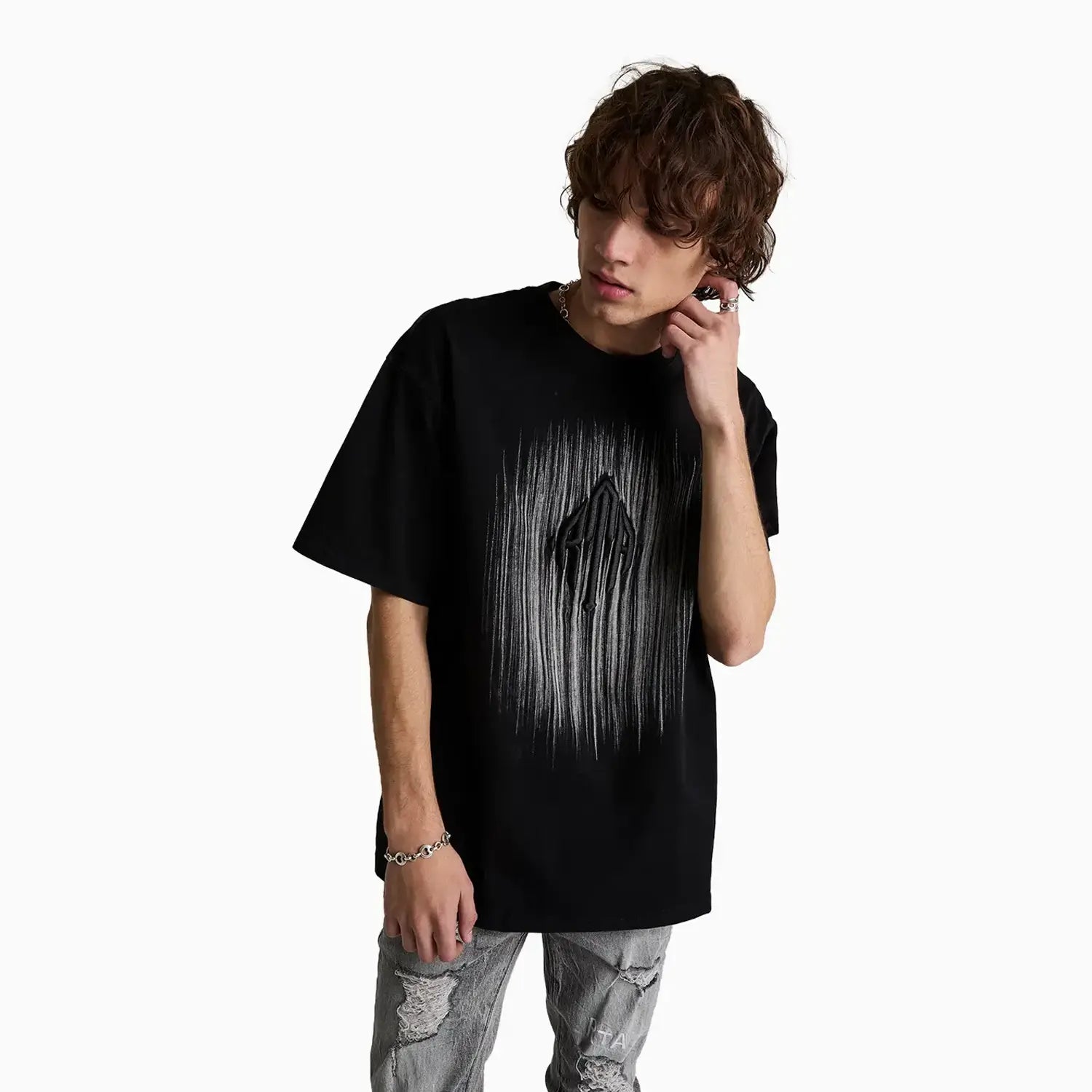 Men's Colin Etched Monogram Crew T-Shirt RTA - Tops and Bottoms USA