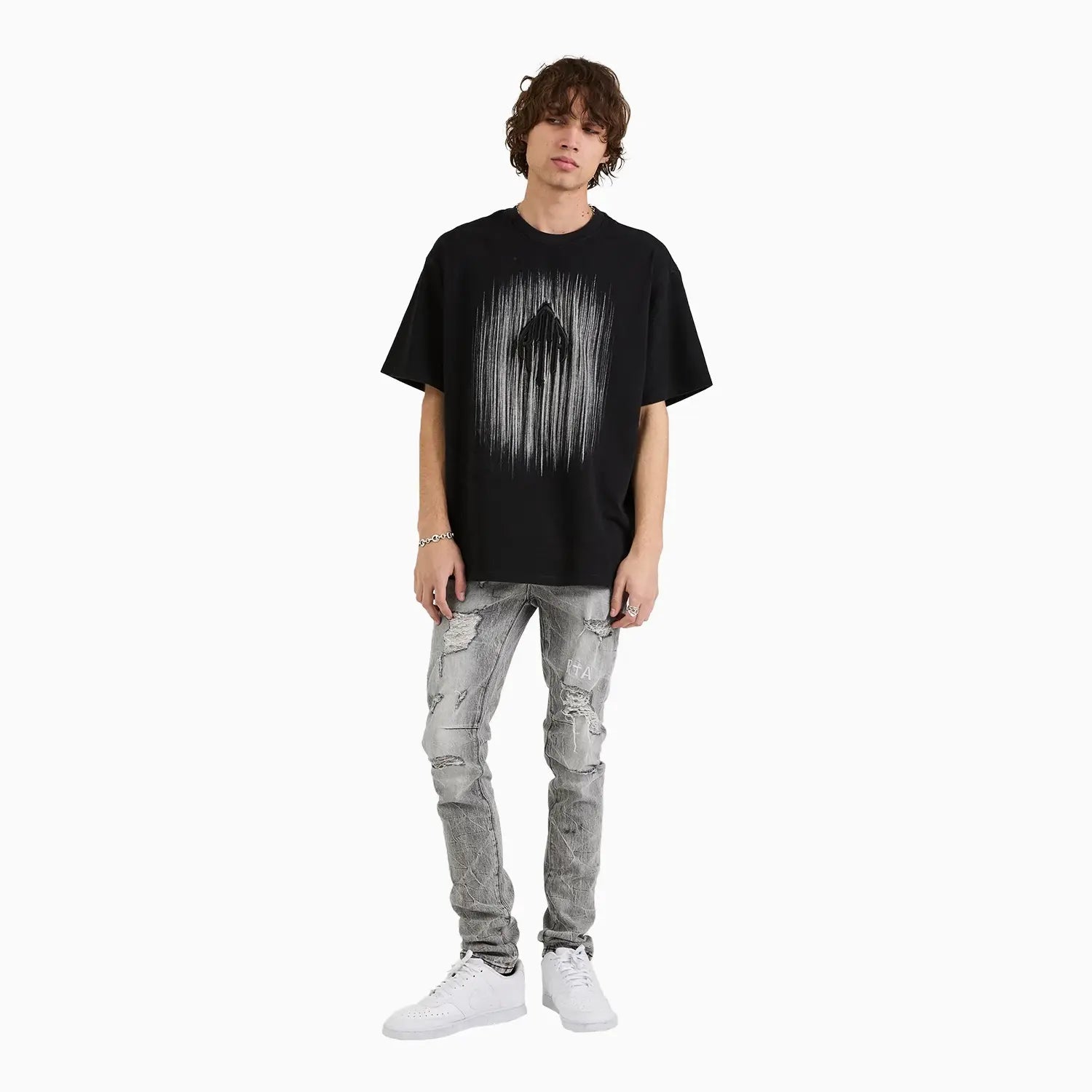 Men's Colin Etched Monogram Crew T-Shirt RTA - Tops and Bottoms USA