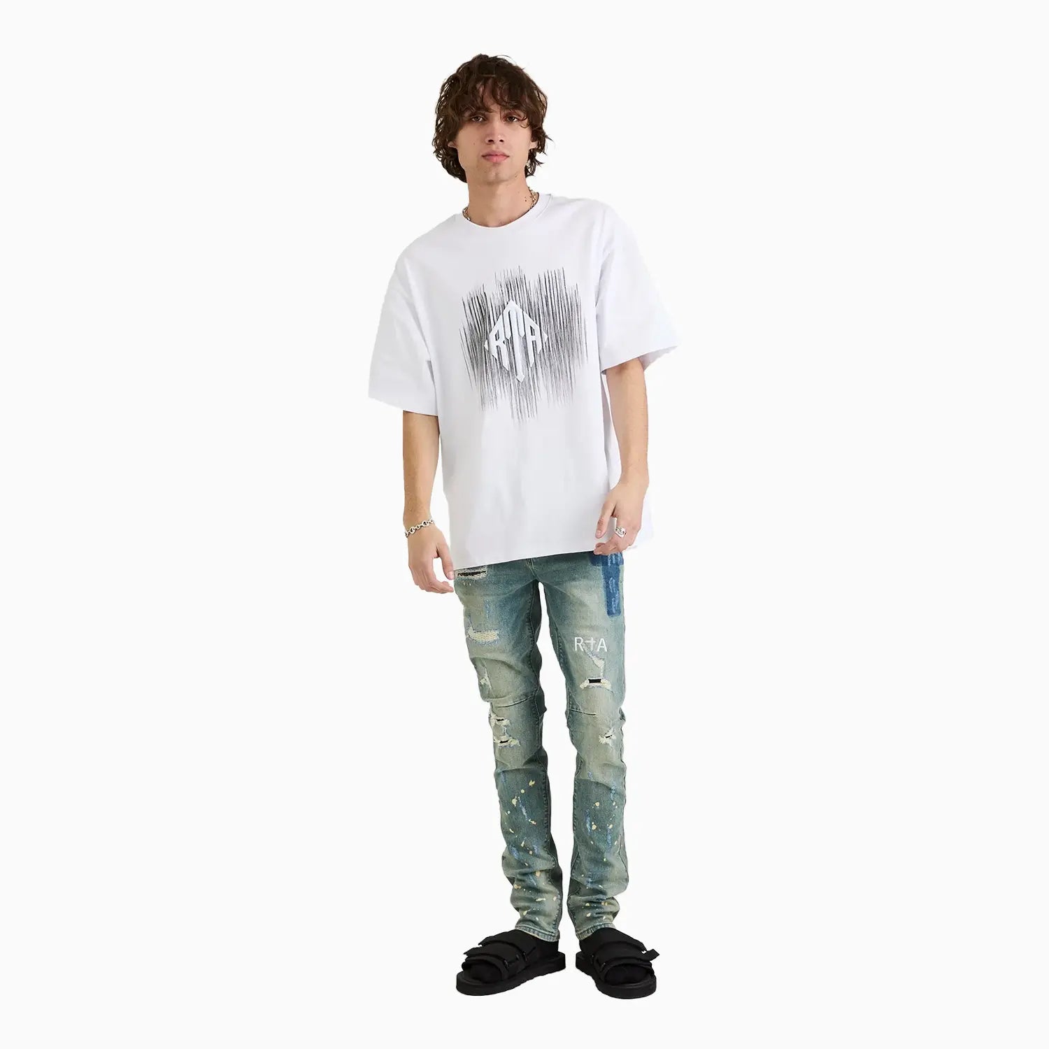 Men's Colin Etched Monogram Crew T-Shirt RTA - Tops and Bottoms USA