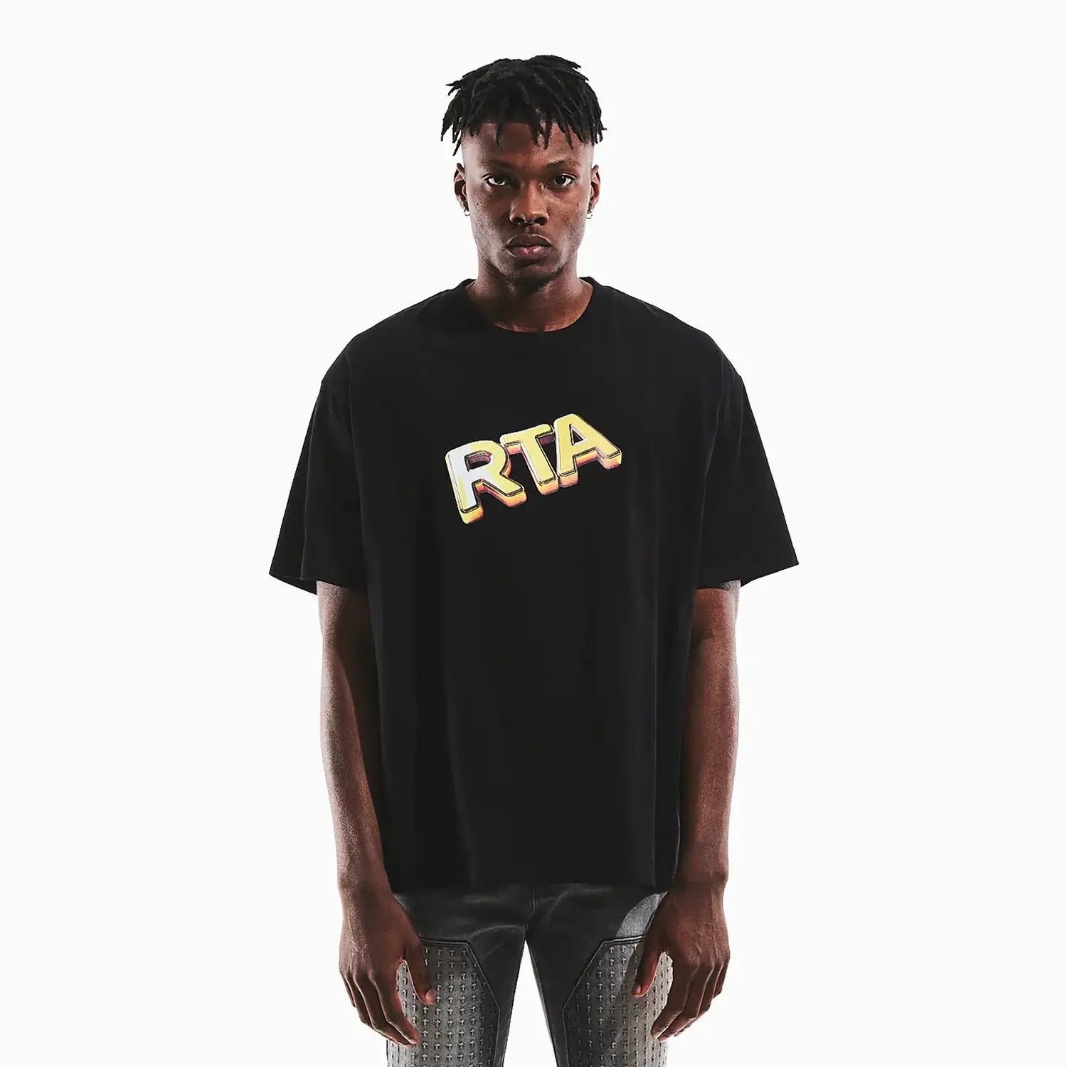 RTA Men's Colin Oversized Black Cash Only T-Shirt