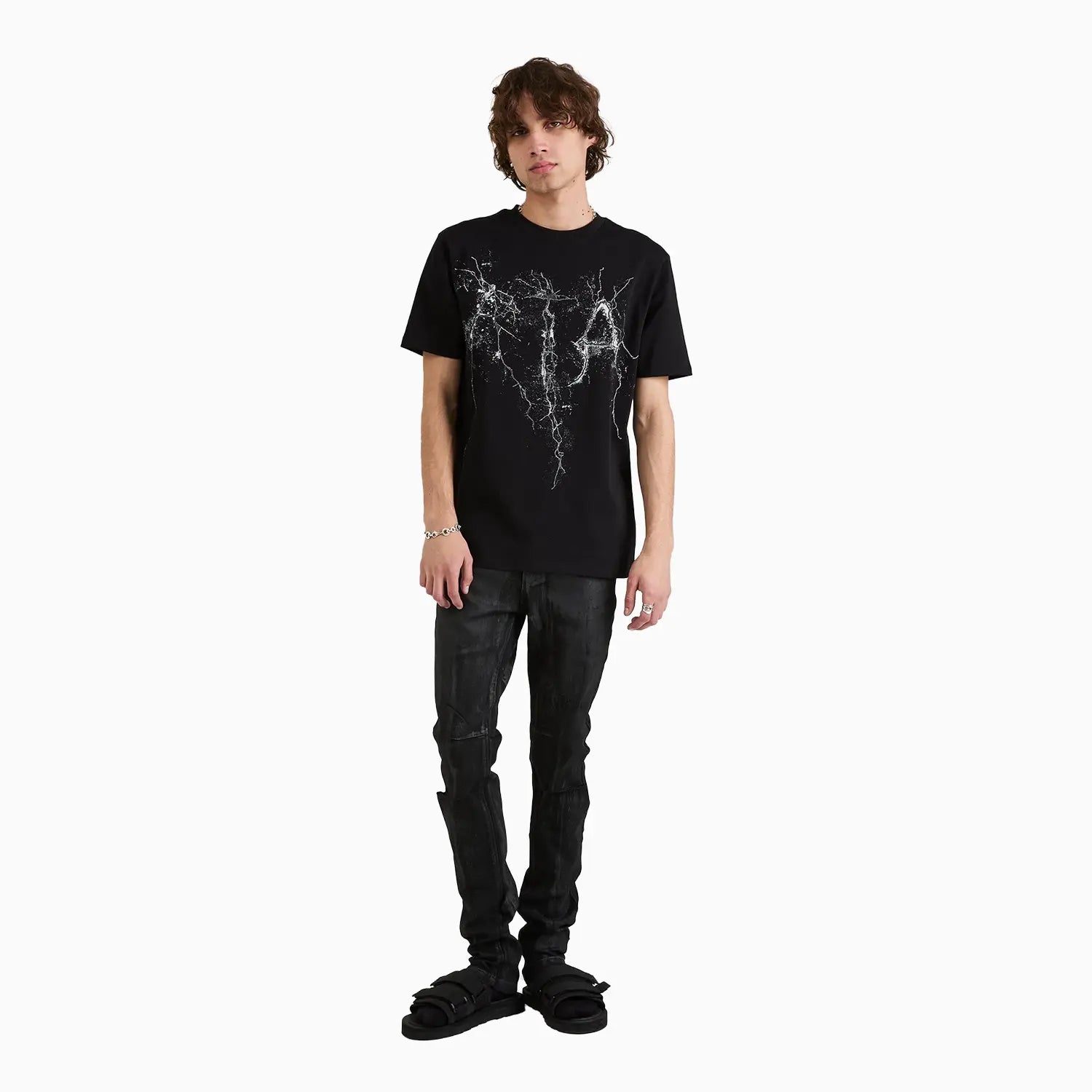 Men's Liam Black Cracked Logo T-Shirt RTA - Tops and Bottoms USA