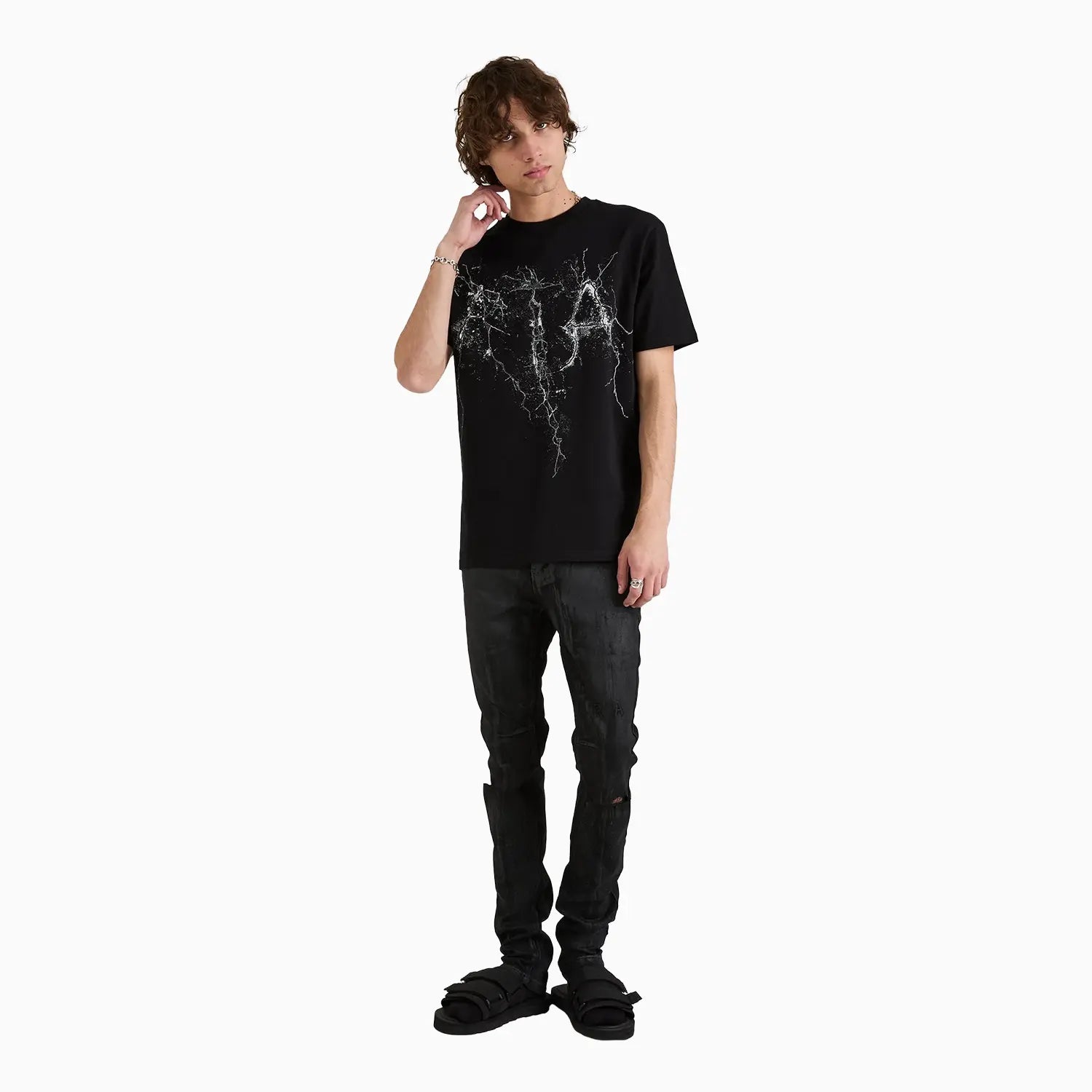 Men's Liam Black Cracked Logo T-Shirt RTA - Tops and Bottoms USA