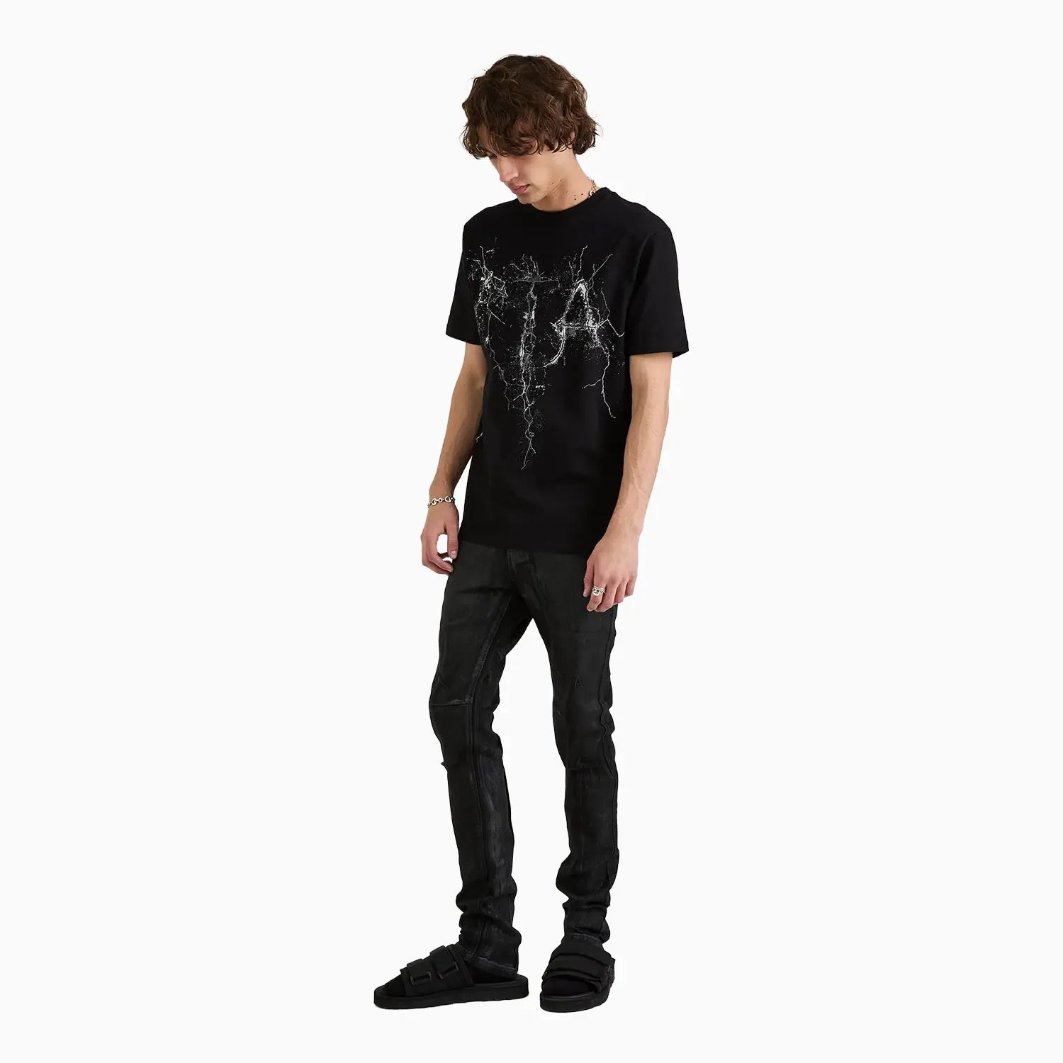 Men's Liam Black Cracked Logo T-Shirt RTA - Tops and Bottoms USA