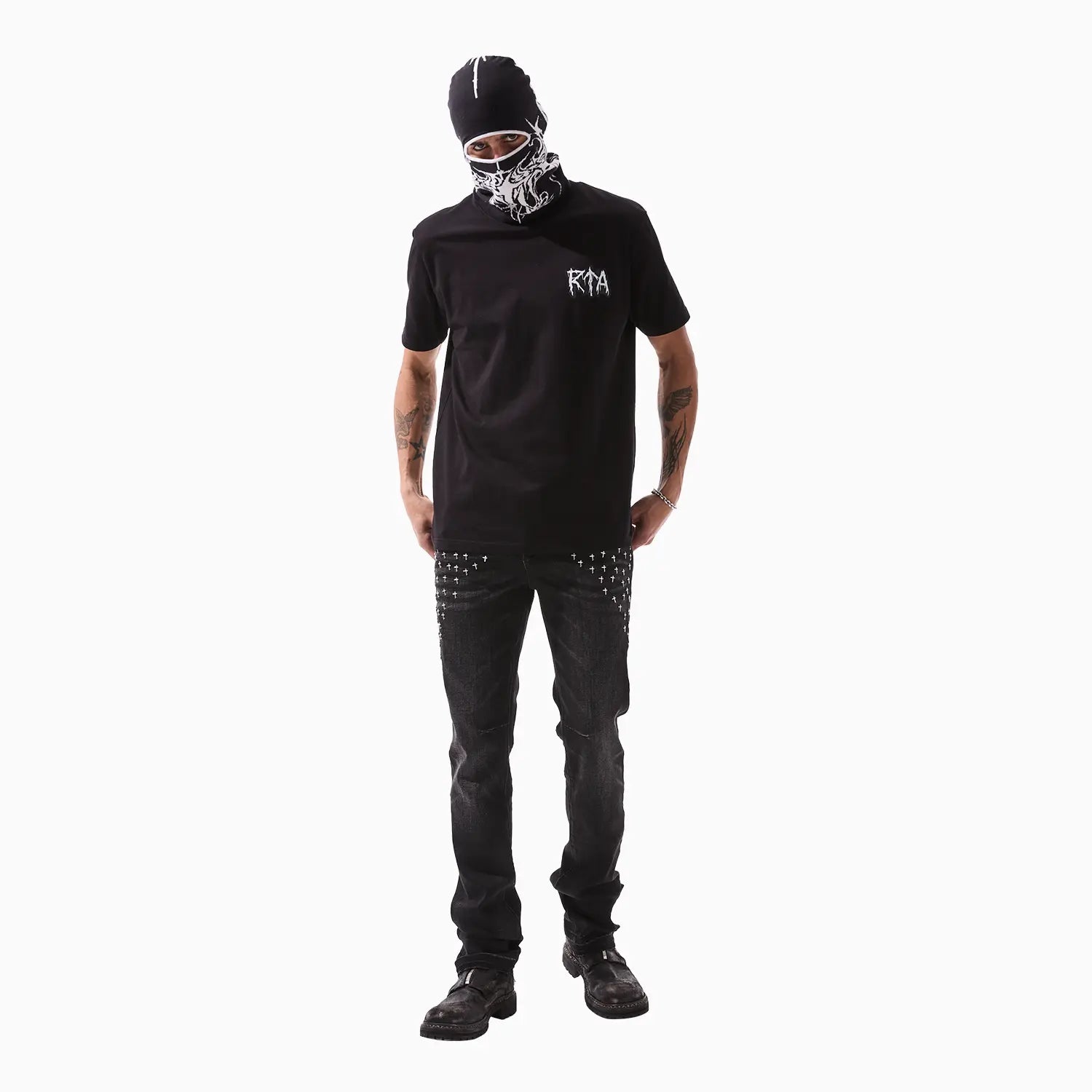 Men's Liam Black Cyber Metal T-Shirt RTA - Tops and Bottoms USA