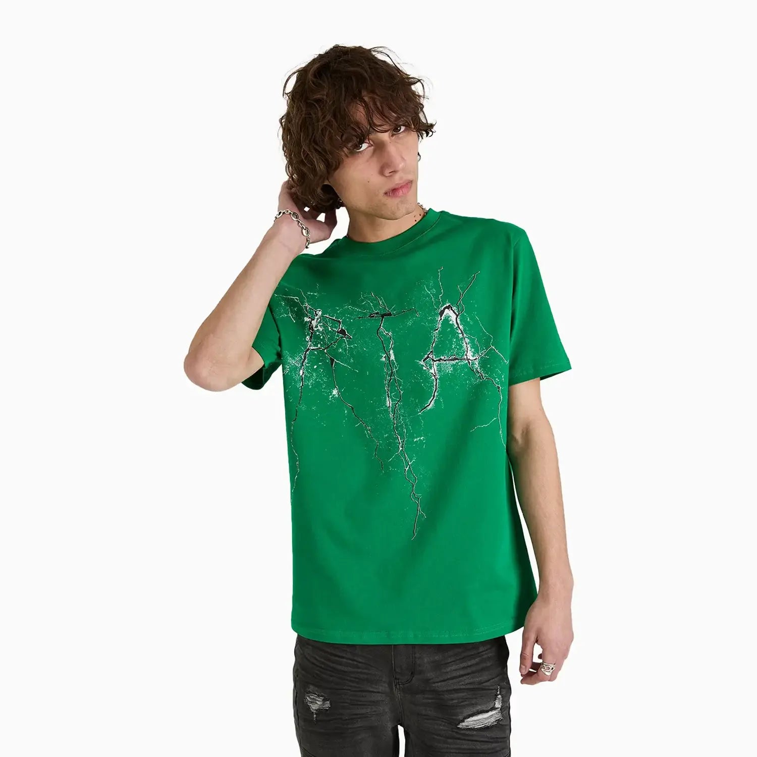 Men's Liam Green Cracked Logo T-Shirt RTA - Tops and Bottoms USA