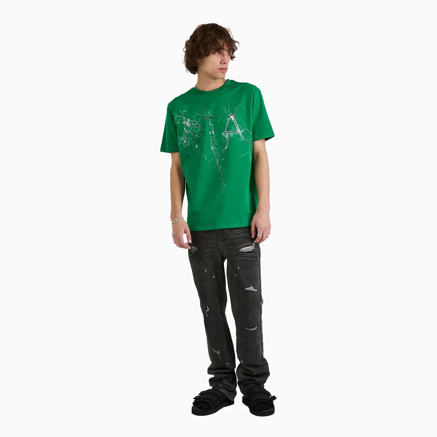 Men's Liam Green Cracked Logo T-Shirt RTA - Tops and Bottoms USA