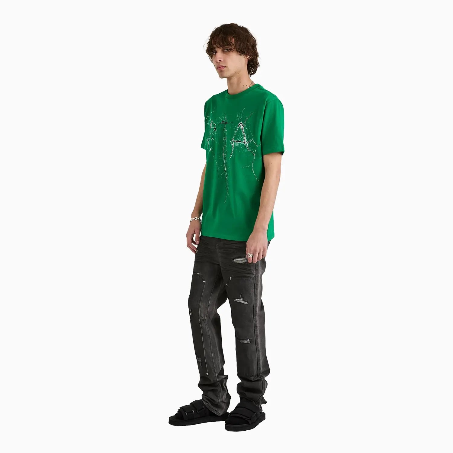 Men's Liam Green Cracked Logo T-Shirt RTA - Tops and Bottoms USA