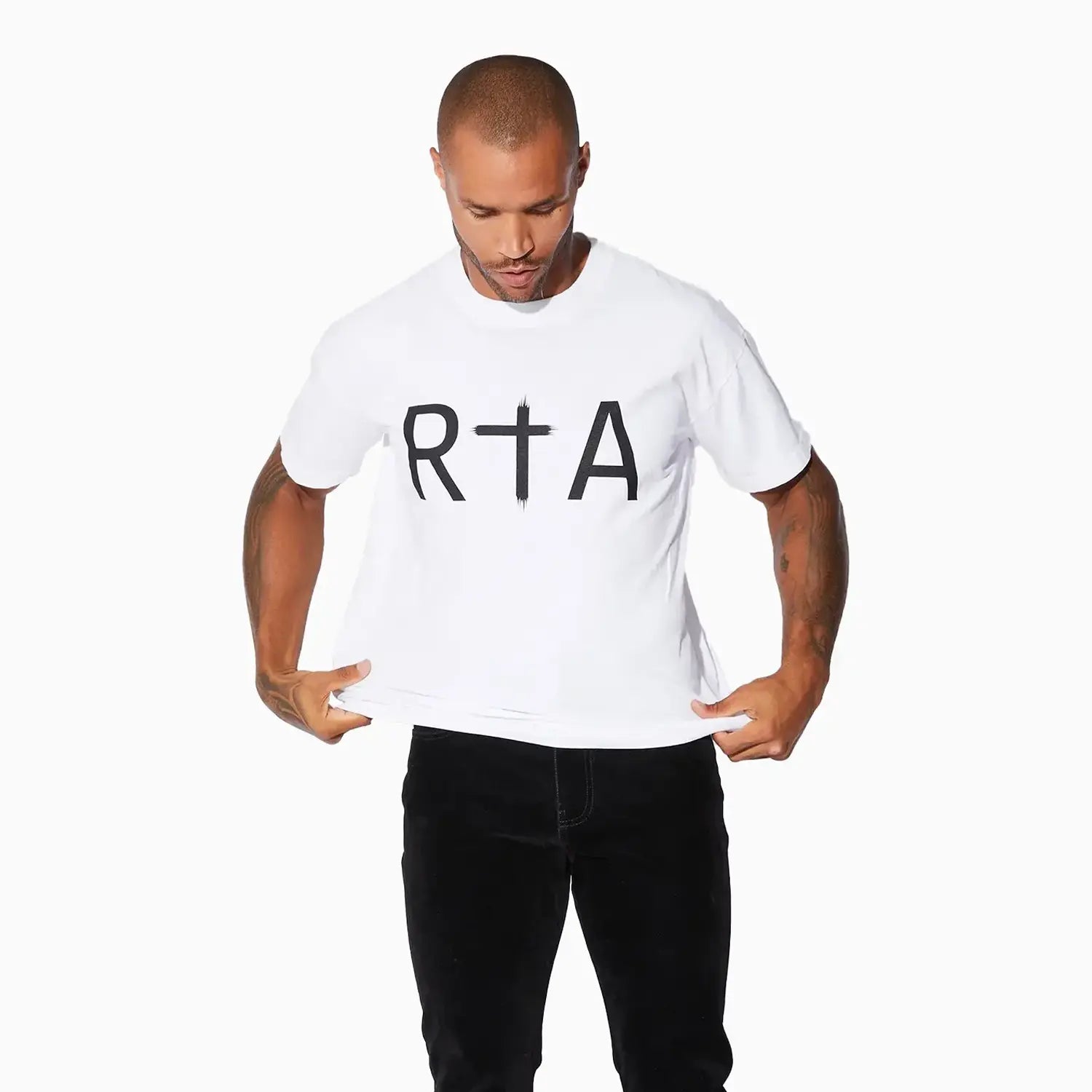 Men's Short Sleeve Black Logo T-Shirt RTA - Tops and Bottoms USA