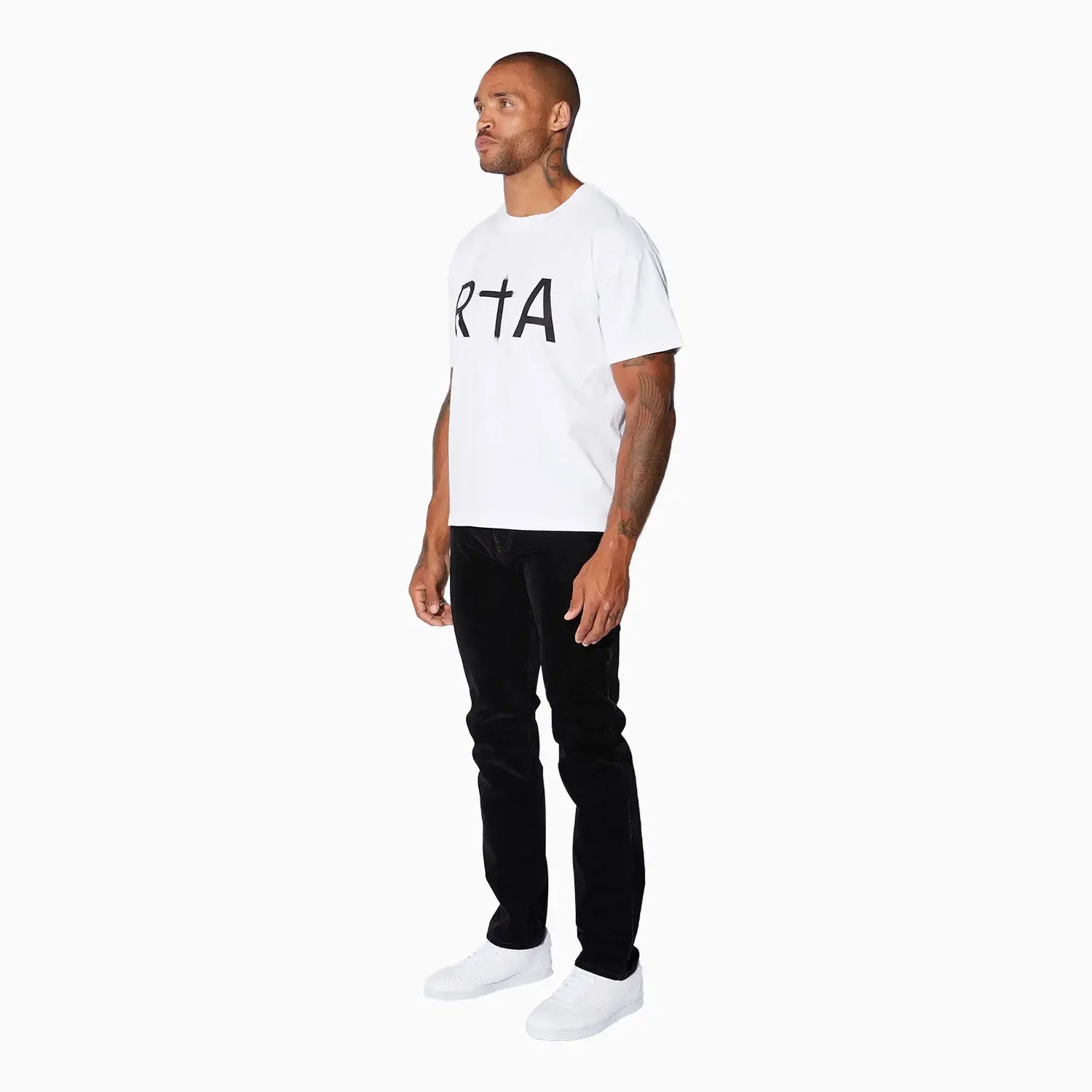 Men's Short Sleeve Black Logo T-Shirt RTA - Tops and Bottoms USA