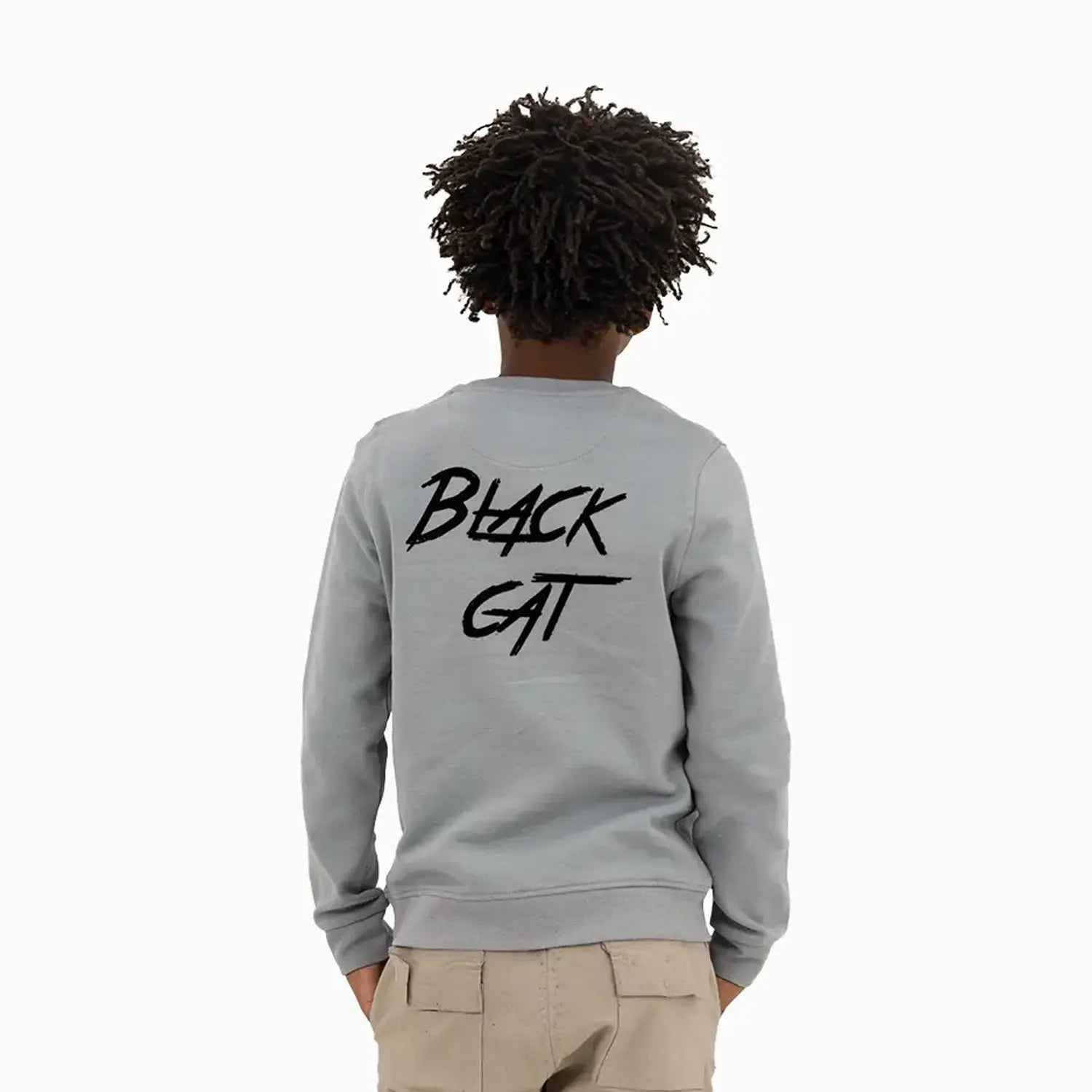 Kid's Black Cat Crew Neck Sweatshirt Savar - Tops and Bottoms USA