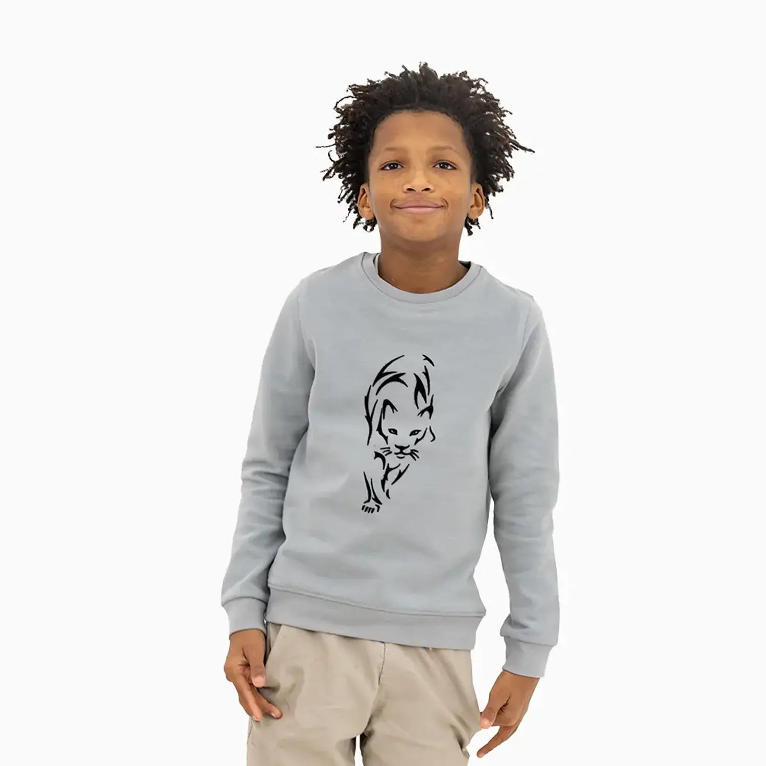 Kid's Black Cat Crew Neck Sweatshirt Savar - Tops and Bottoms USA