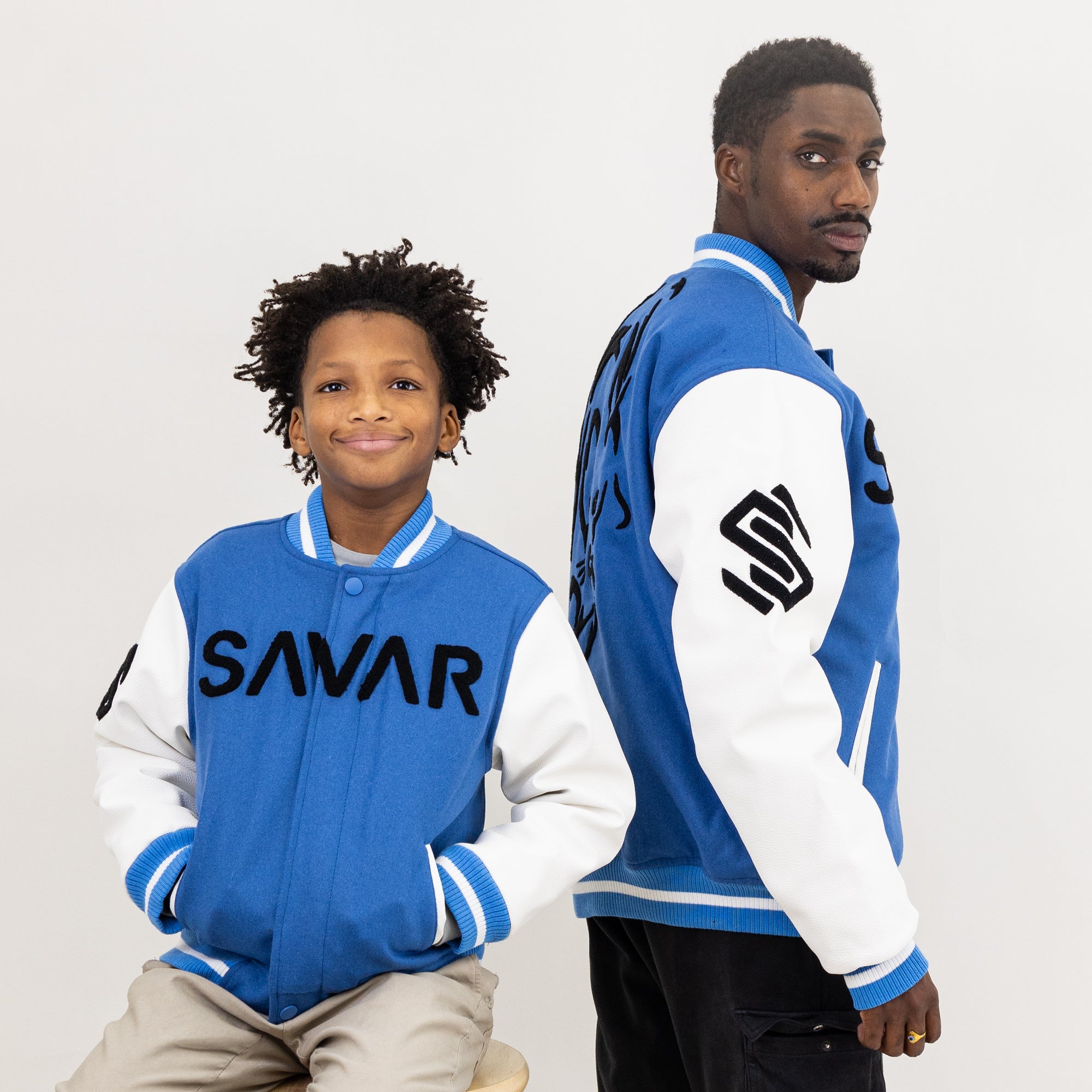 Men's Black Cat Wool Varsity Jacket Savar - Tops and Bottoms USA