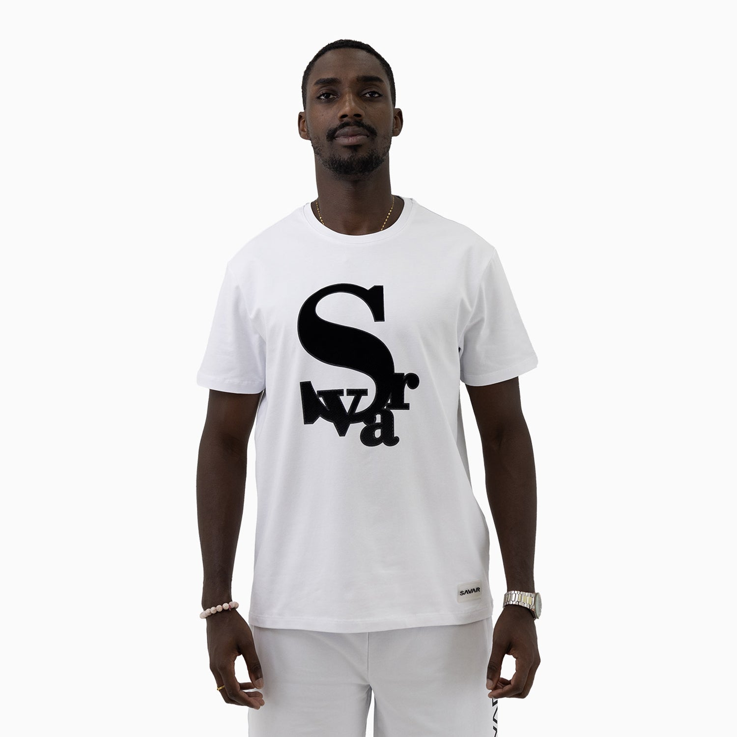 Men's Chenille Patch Short Sleeve T-Shirt Savar - Tops and Bottoms USA