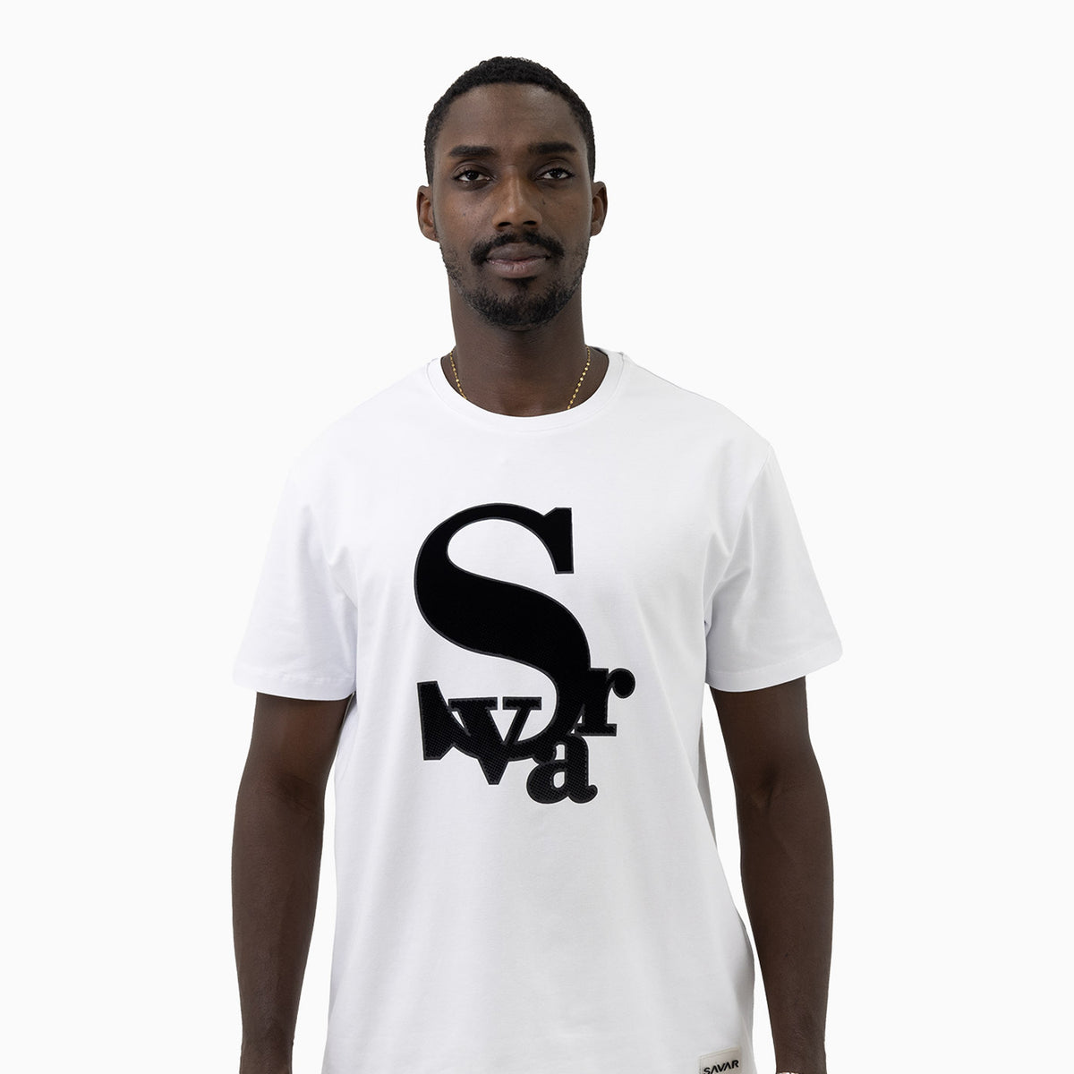 Men's Chenille Patch Short Sleeve T-Shirt Savar - Tops and Bottoms USA