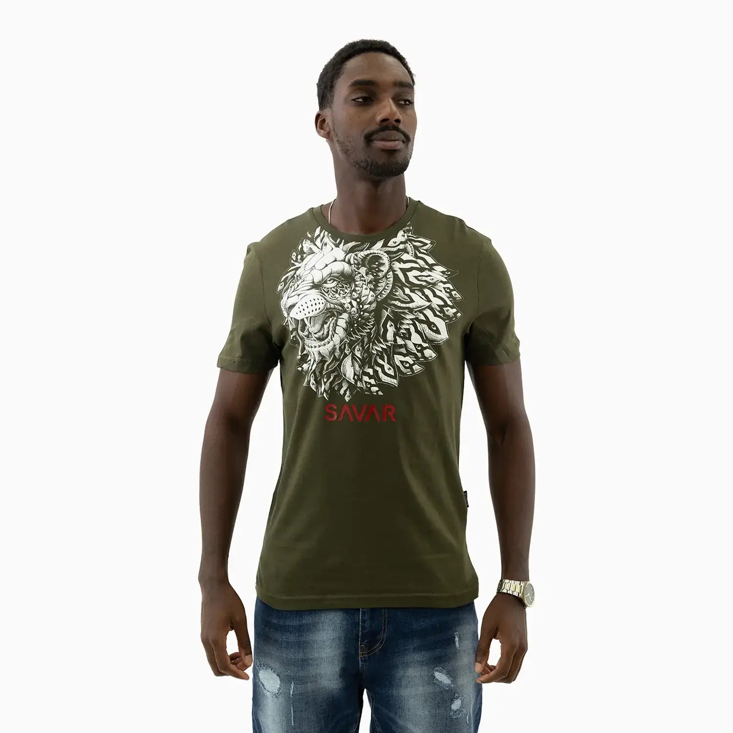 savar-mens-lion-graphics-crew-neck-t-shirt-stg1370-milgreen