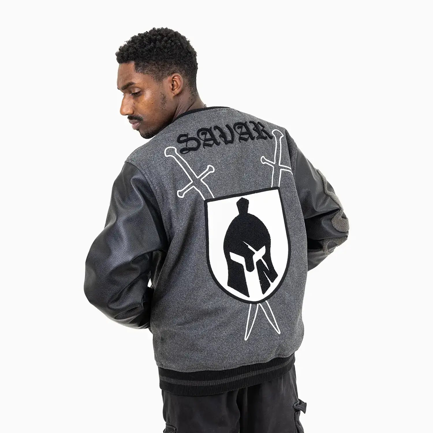 Men's Shield Wool Varsity Jacket Savar - Tops and Bottoms USA