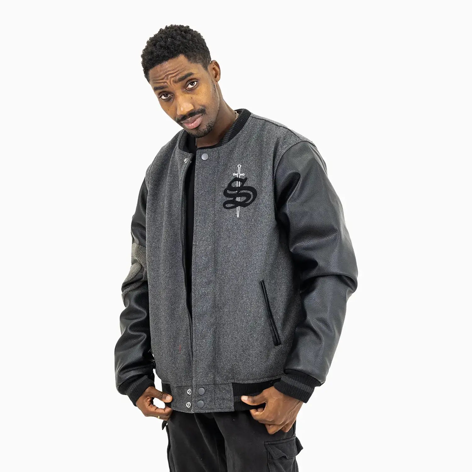 Men's Shield Wool Varsity Jacket Savar - Tops and Bottoms USA