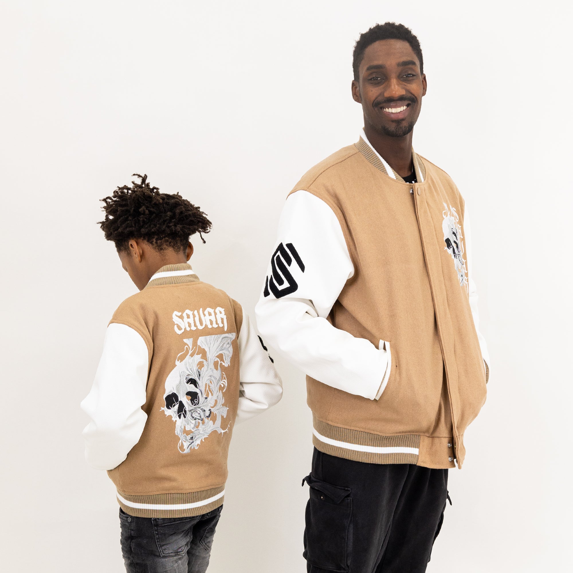 Men's Skull Smoke Wool Varsity Jacket Savar - Tops and Bottoms USA