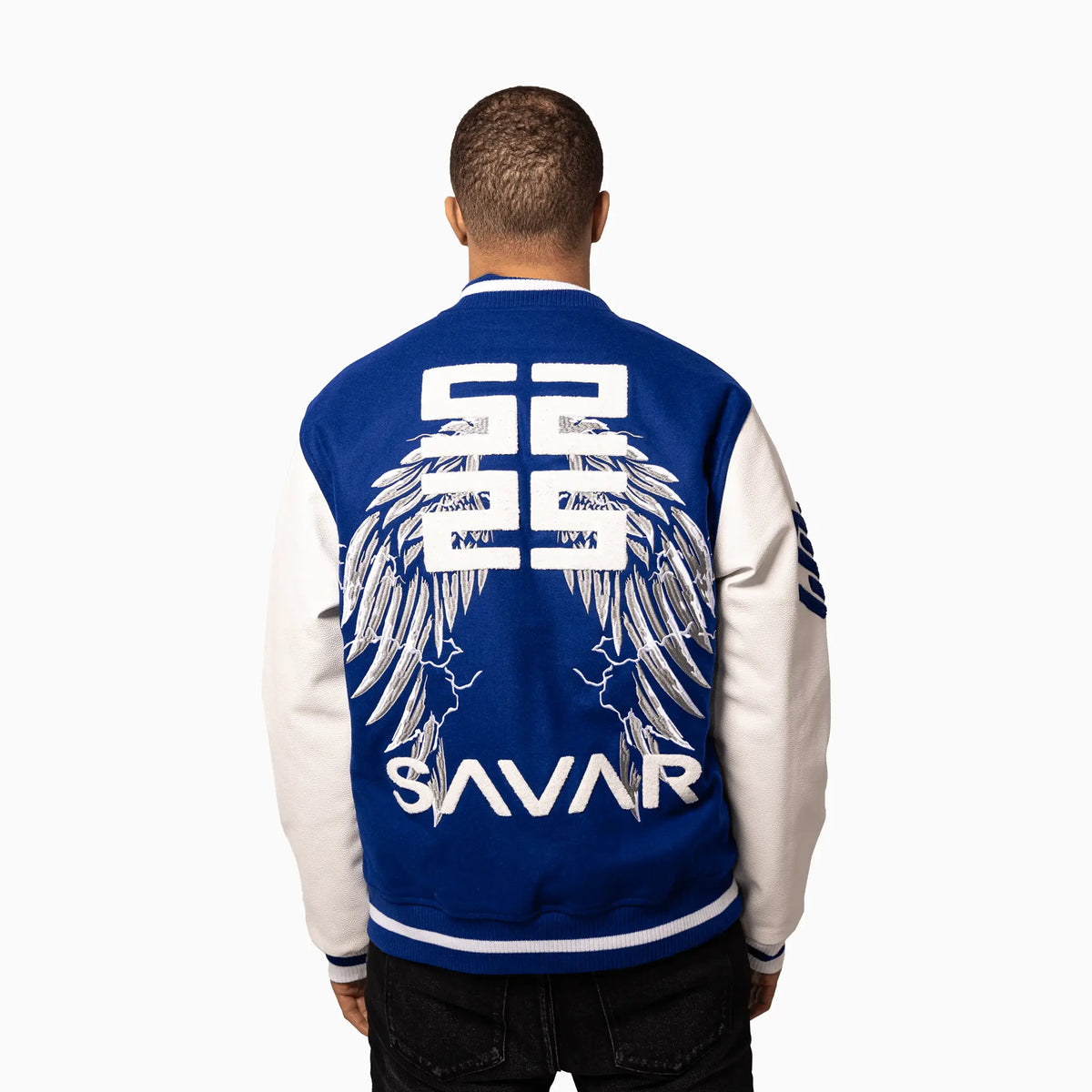 Men's Wings Wool Varsity Jacket Savar - Tops and Bottoms USA
