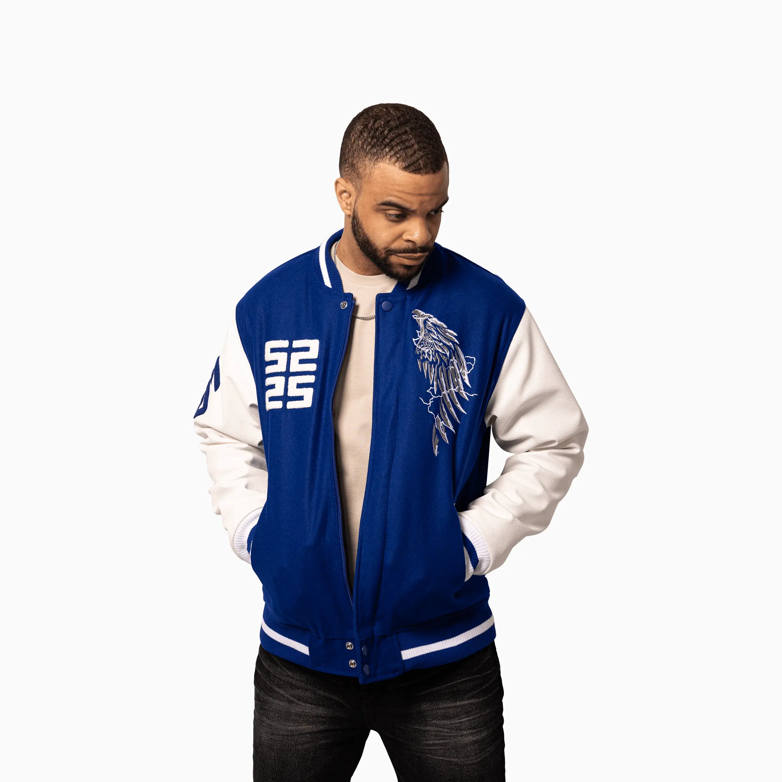 Men's Wings Wool Varsity Jacket Savar - Tops and Bottoms USA