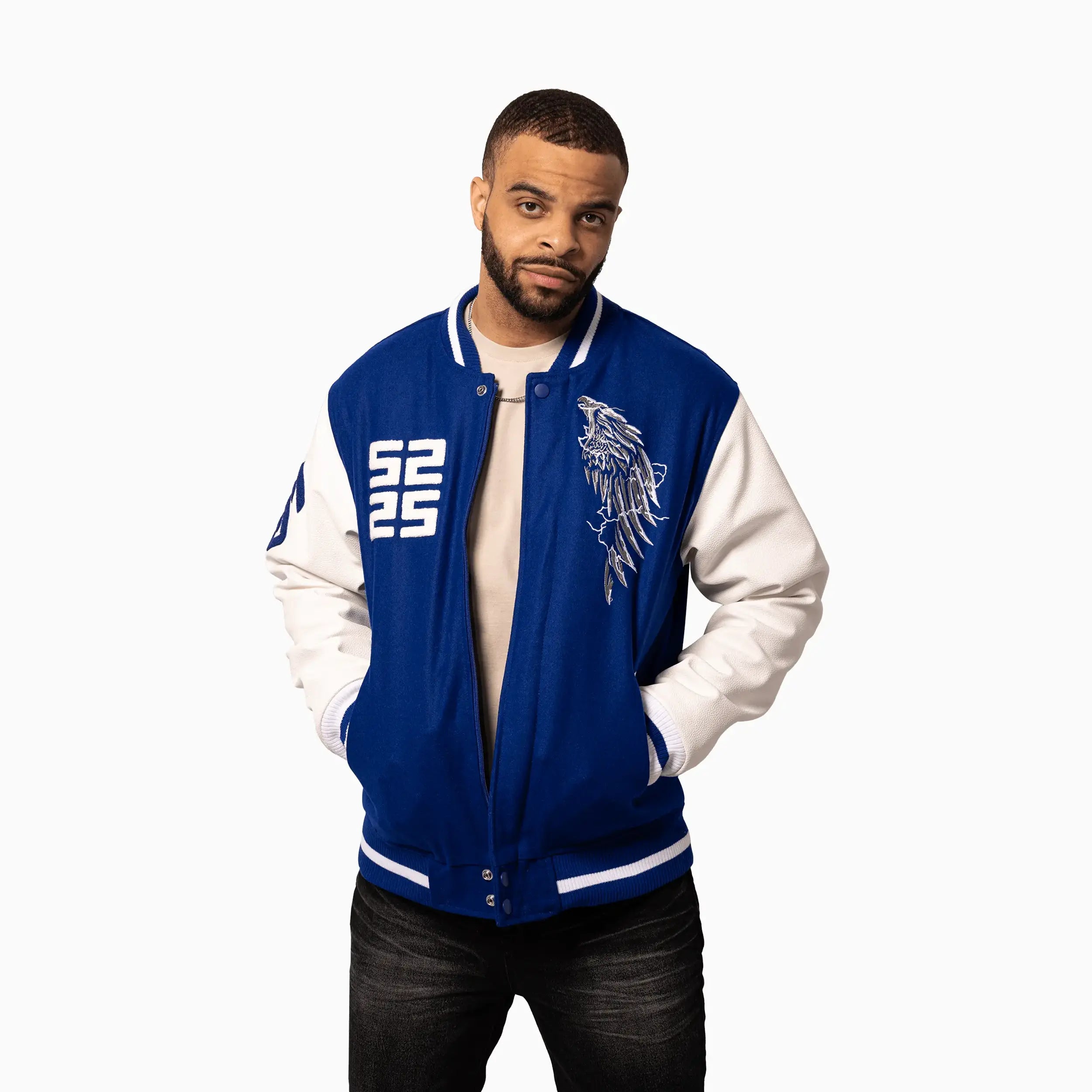 Men's Wings Wool Varsity Jacket Savar - Tops and Bottoms USA