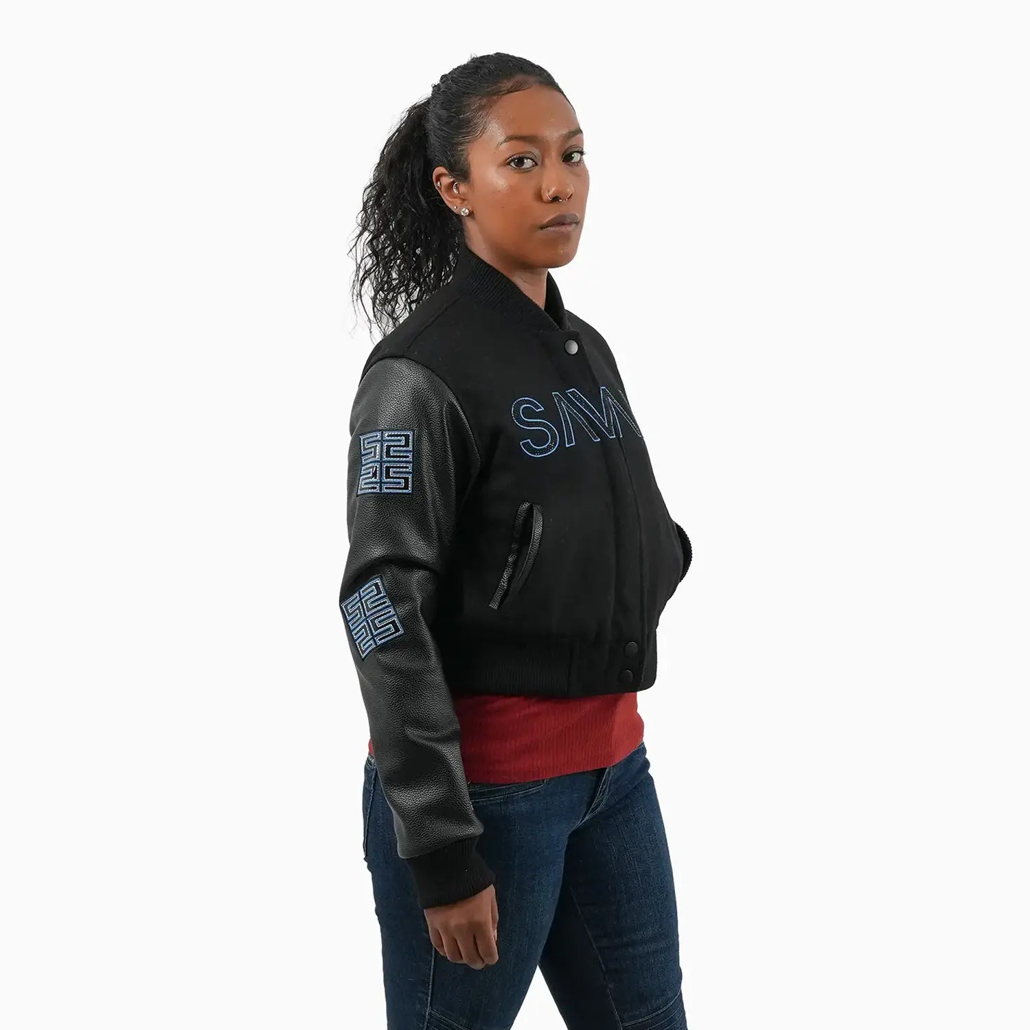 Women's Reflective Wool Varsity Jacket