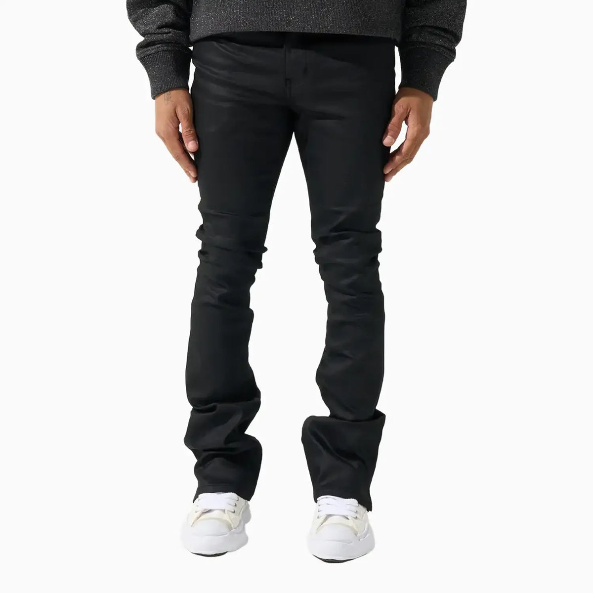 Serenede Men's Caviar Wax Stacked Jeans Pant