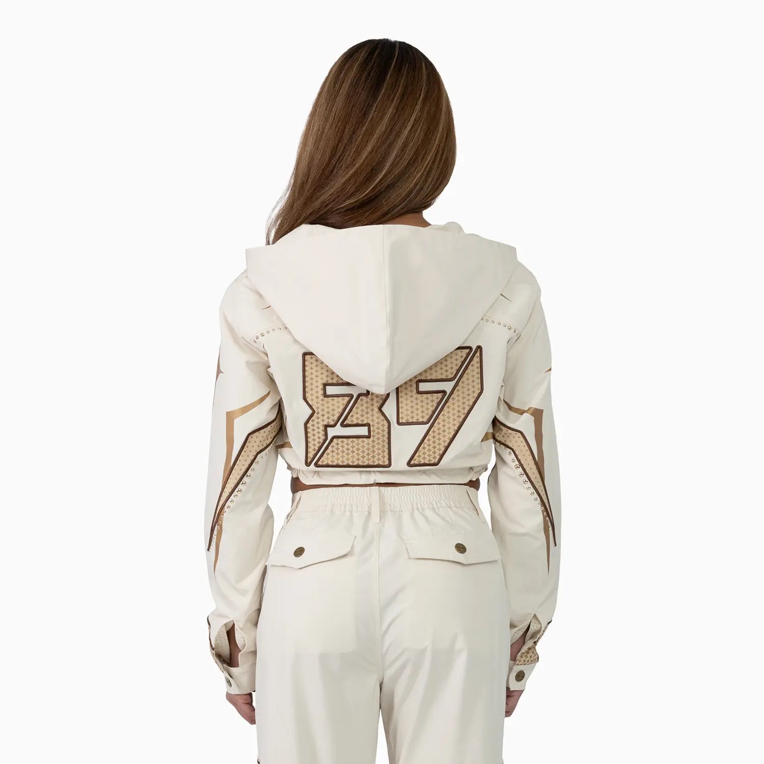 Women’s Oatmeal Cropped Tracksuit Smoke Rise - Tops and Bottoms USA