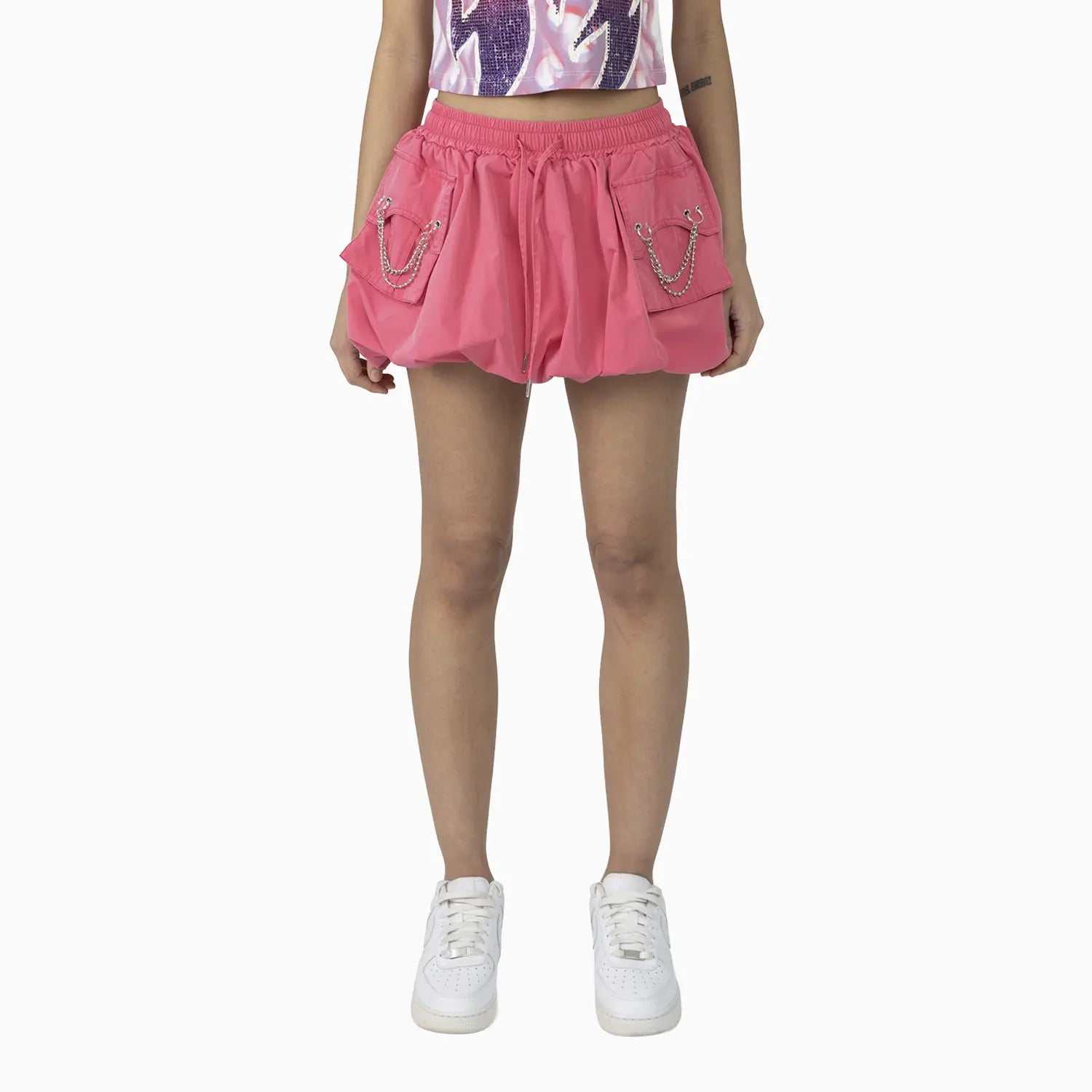 Women's Fitted Rhinestone Cropped T-Shirt and Skirt Outfit Smoke Rise - Tops and Bottoms USA