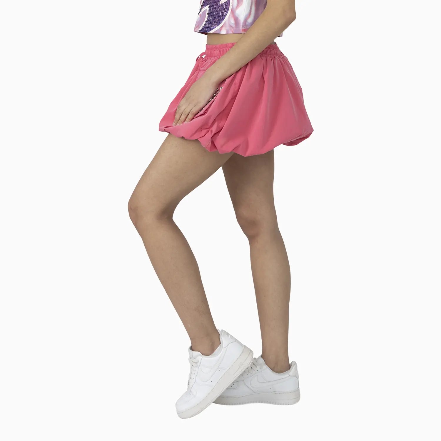 Women's Fitted Rhinestone Cropped T-Shirt and Skirt Outfit Smoke Rise - Tops and Bottoms USA