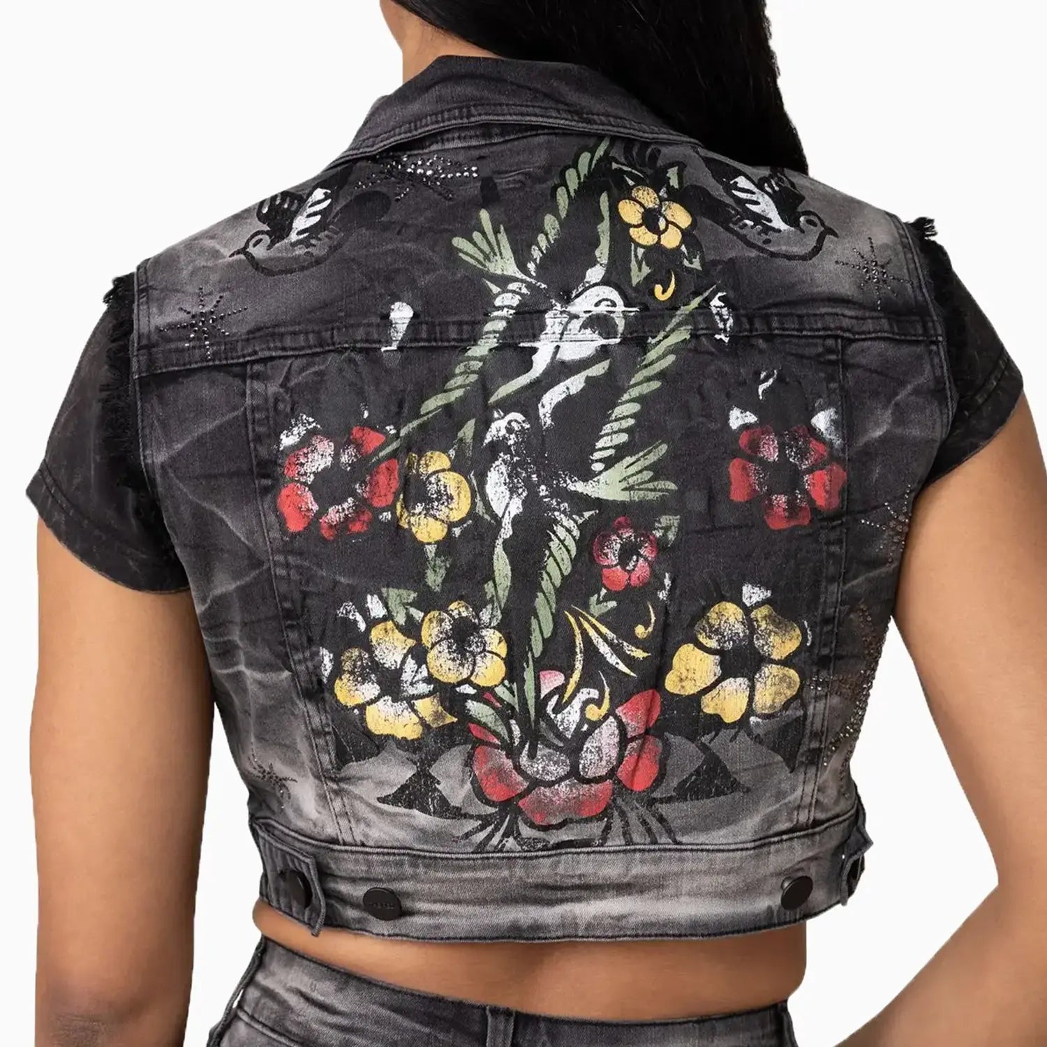 Women's Graphic Trucker Denim Outfit Smoke Rise - Tops and Bottoms USA