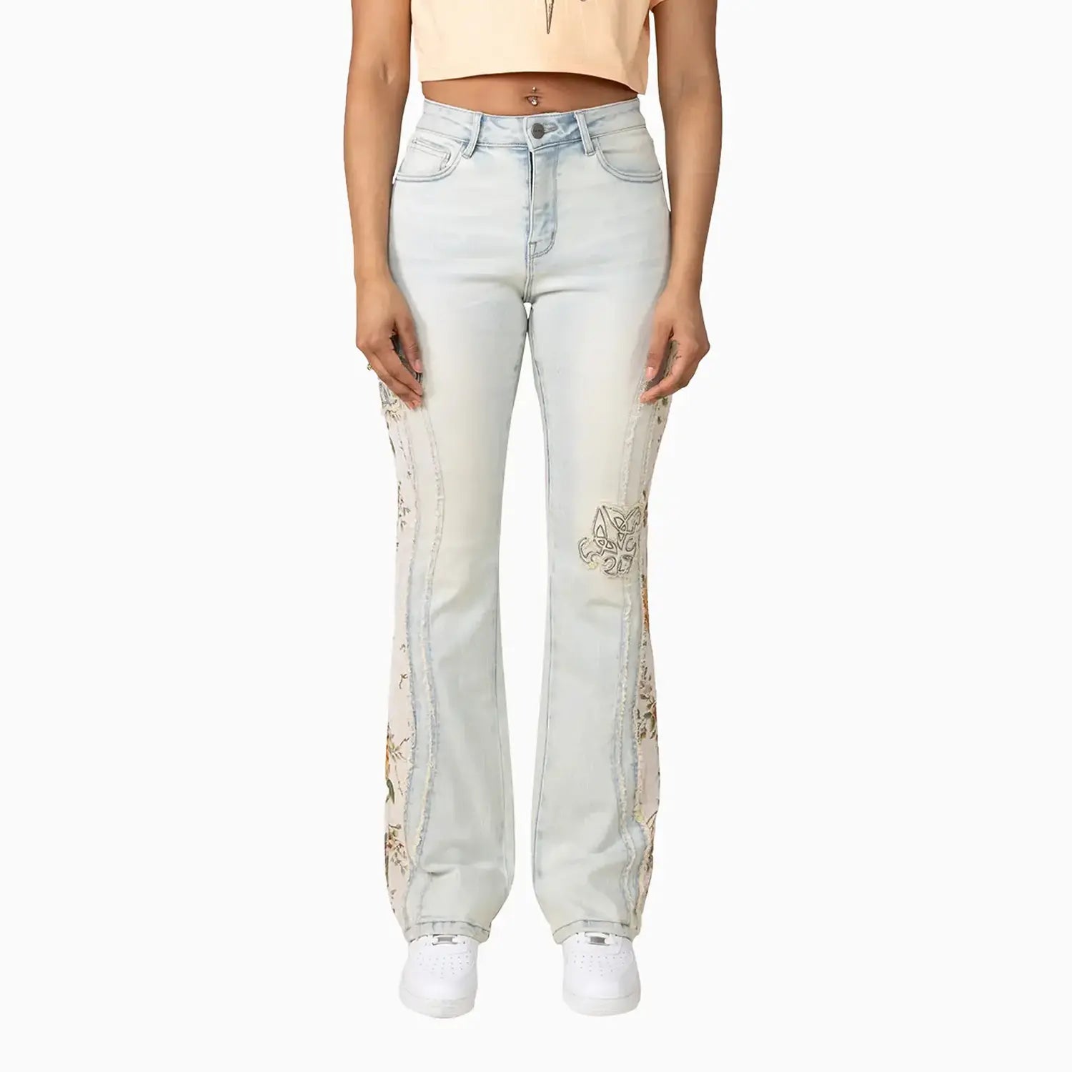 Women's High Rise Graphic Crop Outfit Smoke Rise - Tops and Bottoms USA