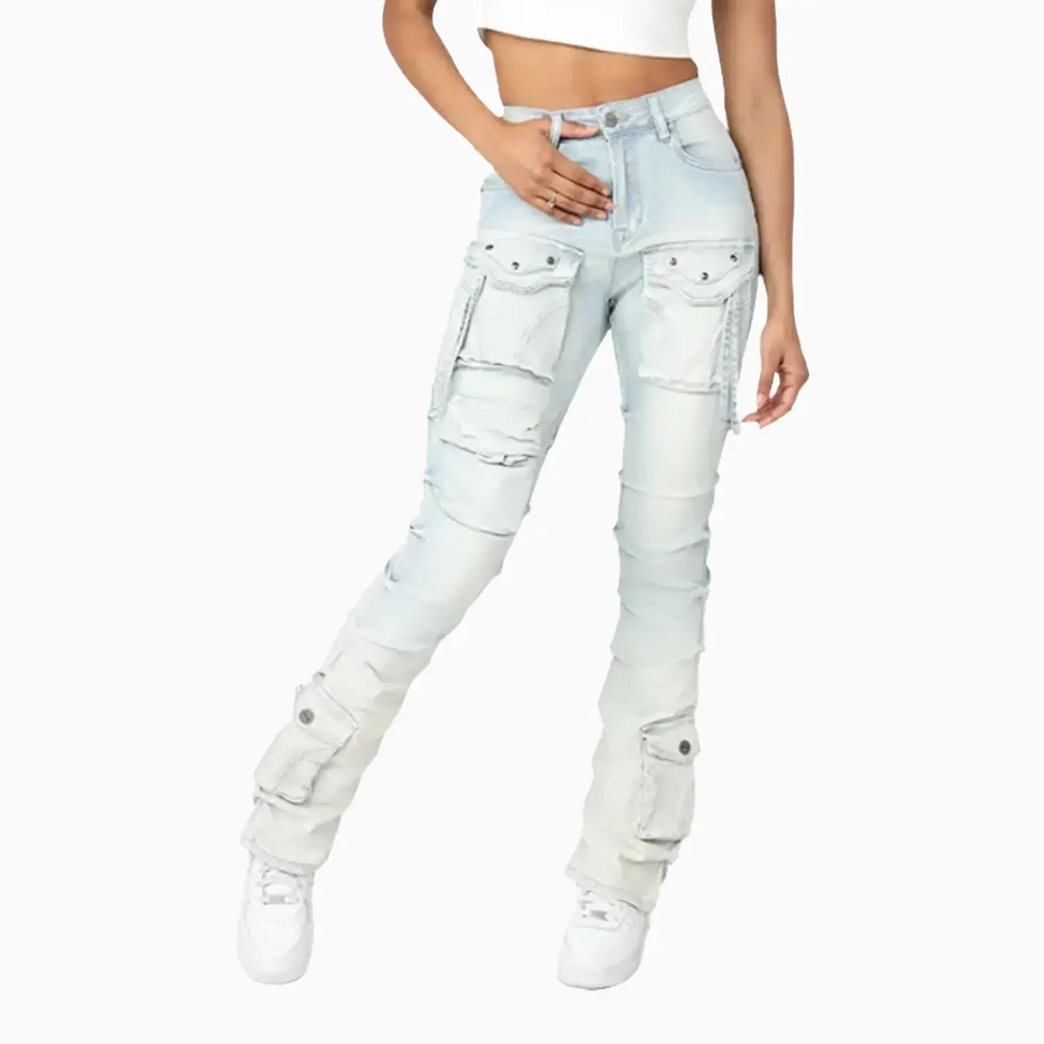 smoke-rise-womens-high-rise-lightening-wash-stacked-jeans-pant-ap25113-prb