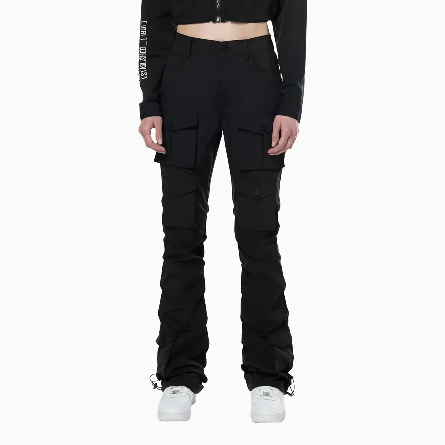 smoke-rise-womens-multi-pocket-nylon-stack-pant-ep23980-blk