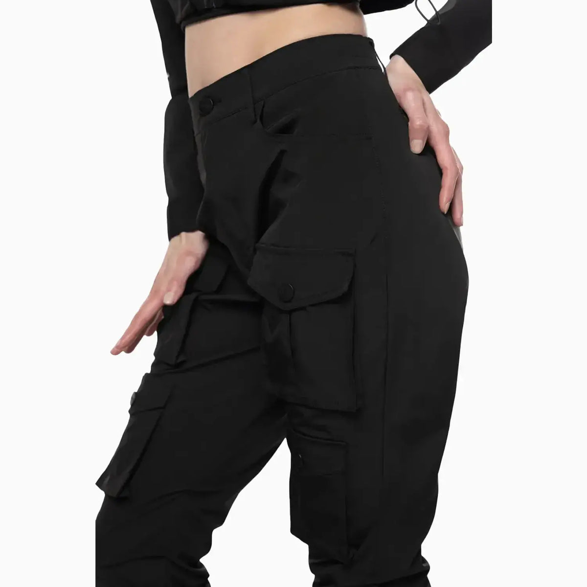 smoke-rise-womens-multi-pocket-nylon-stack-pant-ep23980-blk