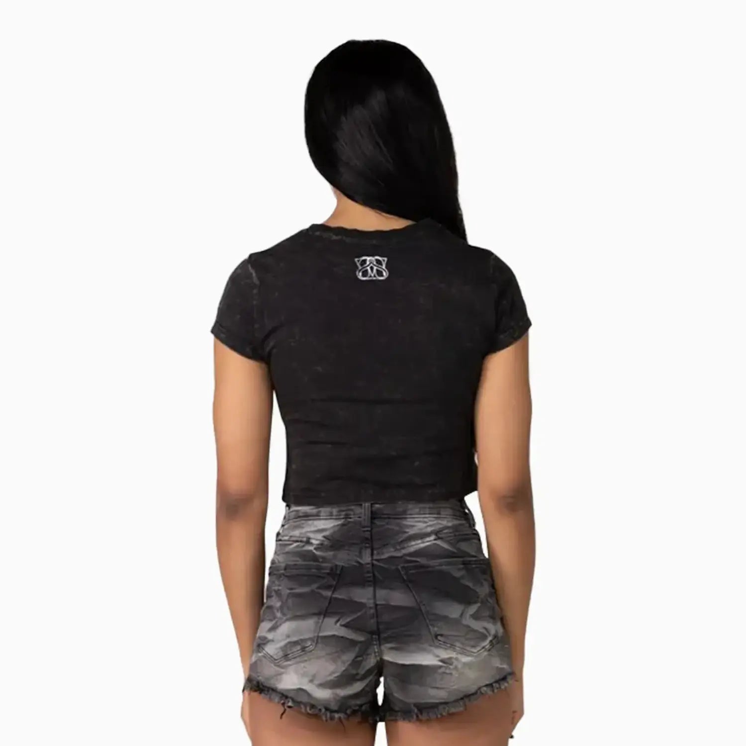 Women's Rhinestone Crop T-Shirt Smoke Rise - Tops and Bottoms USA