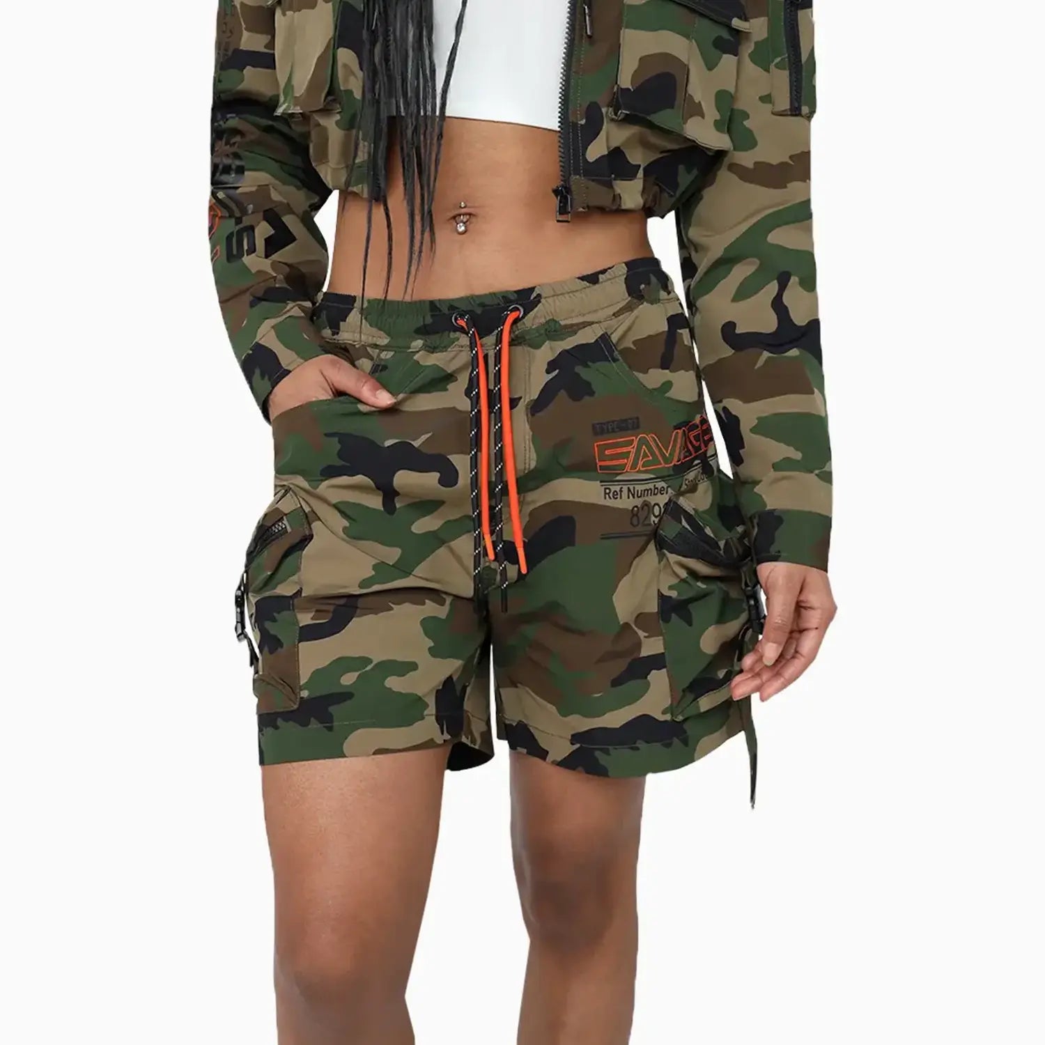 Women's Utility Nylon Printed Outfit Smoke Rise - Tops and Bottoms USA