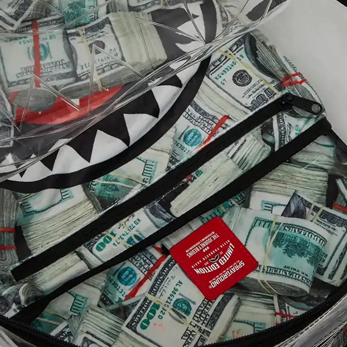 Clear Backpack - Money Chomp Sprayground - Tops and Bottoms USA