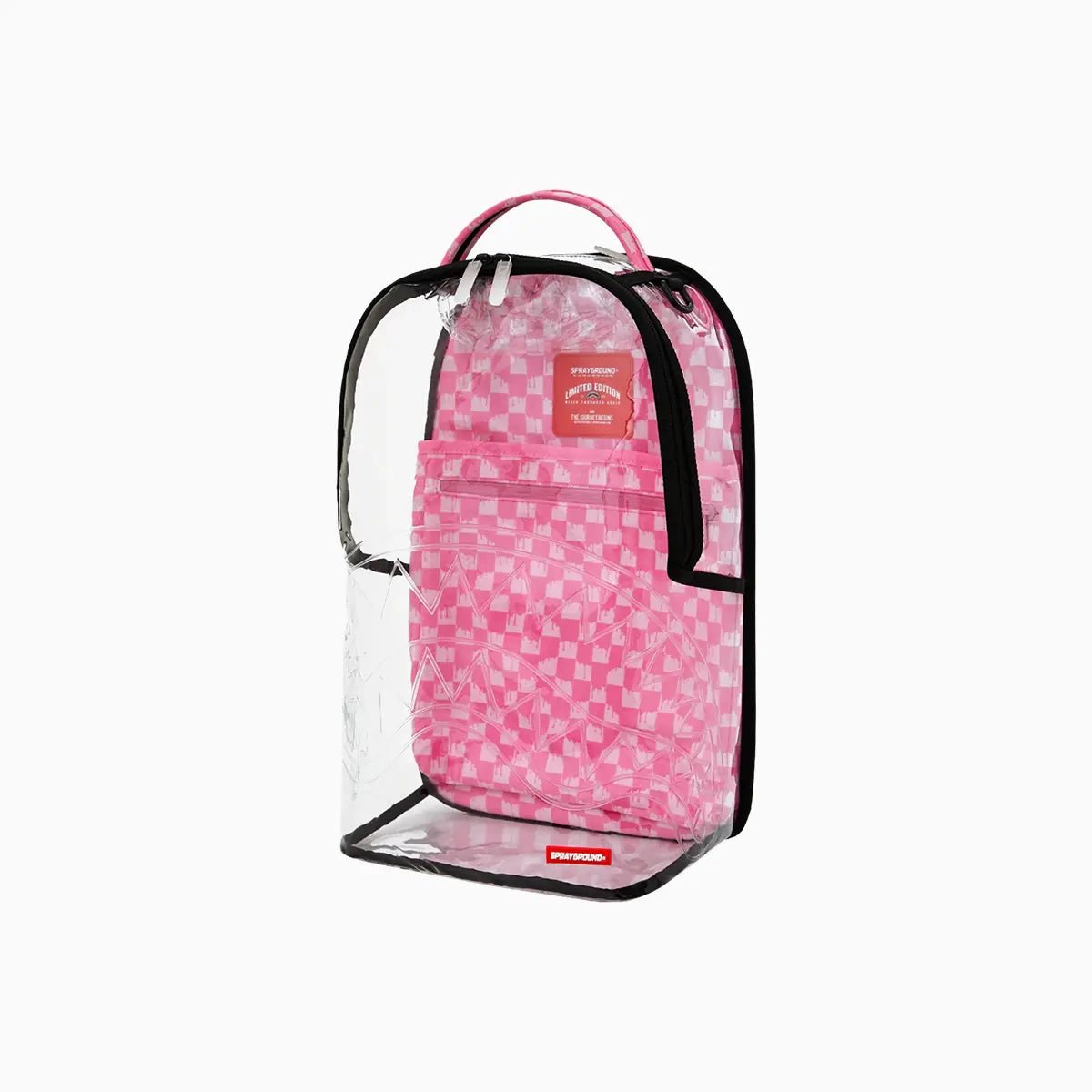 Clear Dlx Backpack Checked Out Pink Drip Sprayground - Tops and Bottoms USA