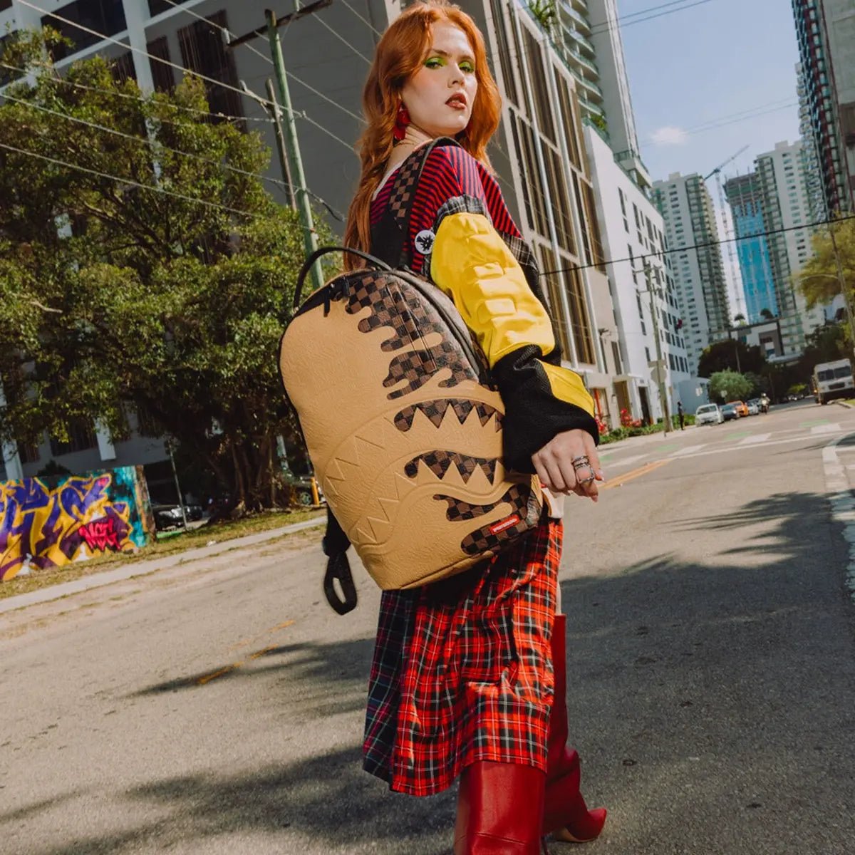 Designer Drip Effect Backpack Sprayground - Tops and Bottoms USA