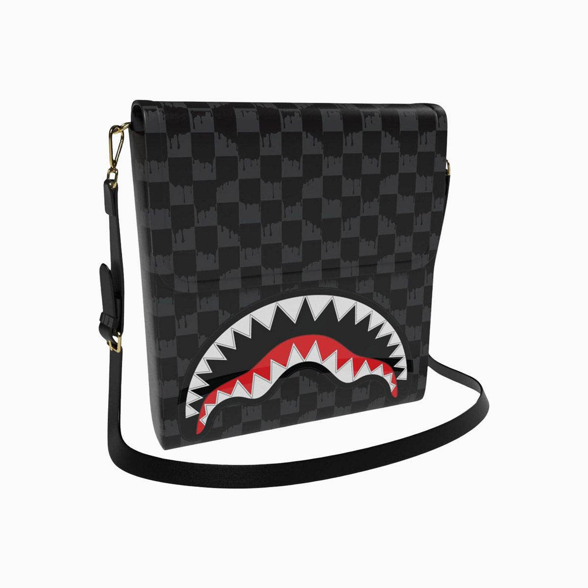 Sprayground Drip Check Shark Messenger Sling Bag