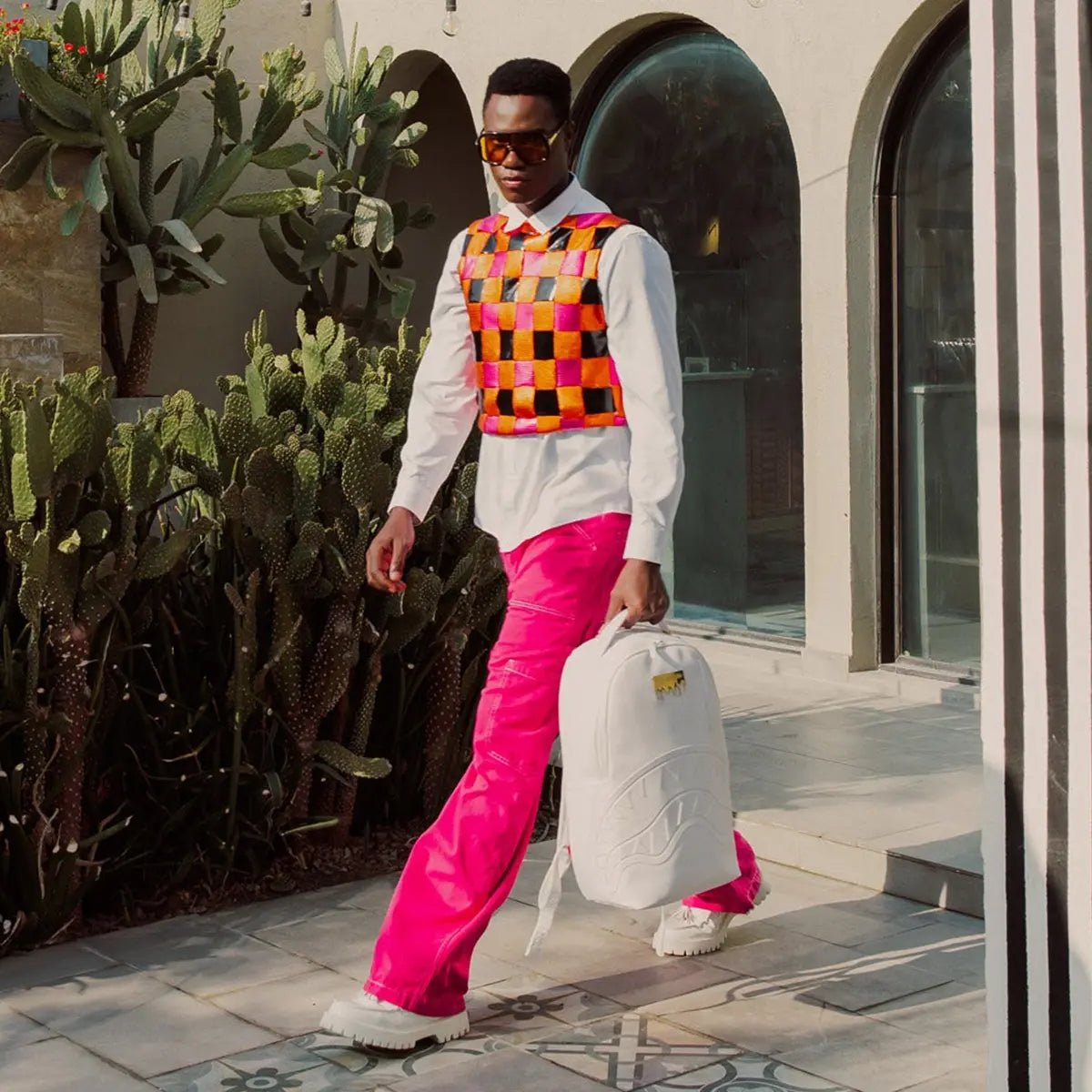 Gold Brick Luxe White Backpack Sprayground - Tops and Bottoms USA
