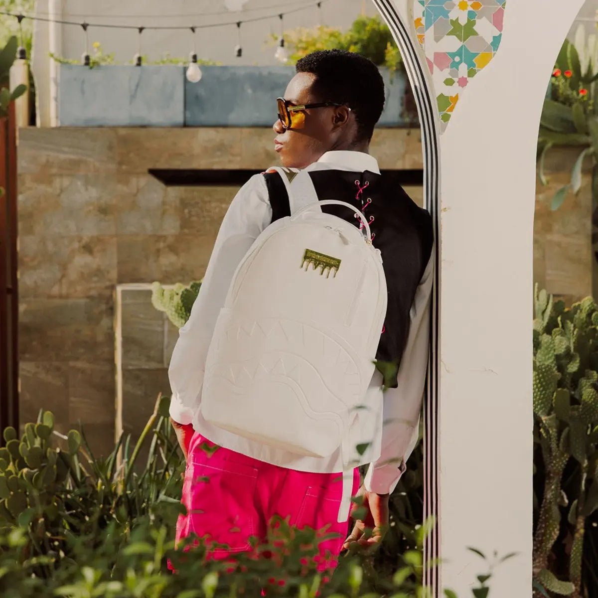 Gold Brick Luxe White Backpack Sprayground - Tops and Bottoms USA