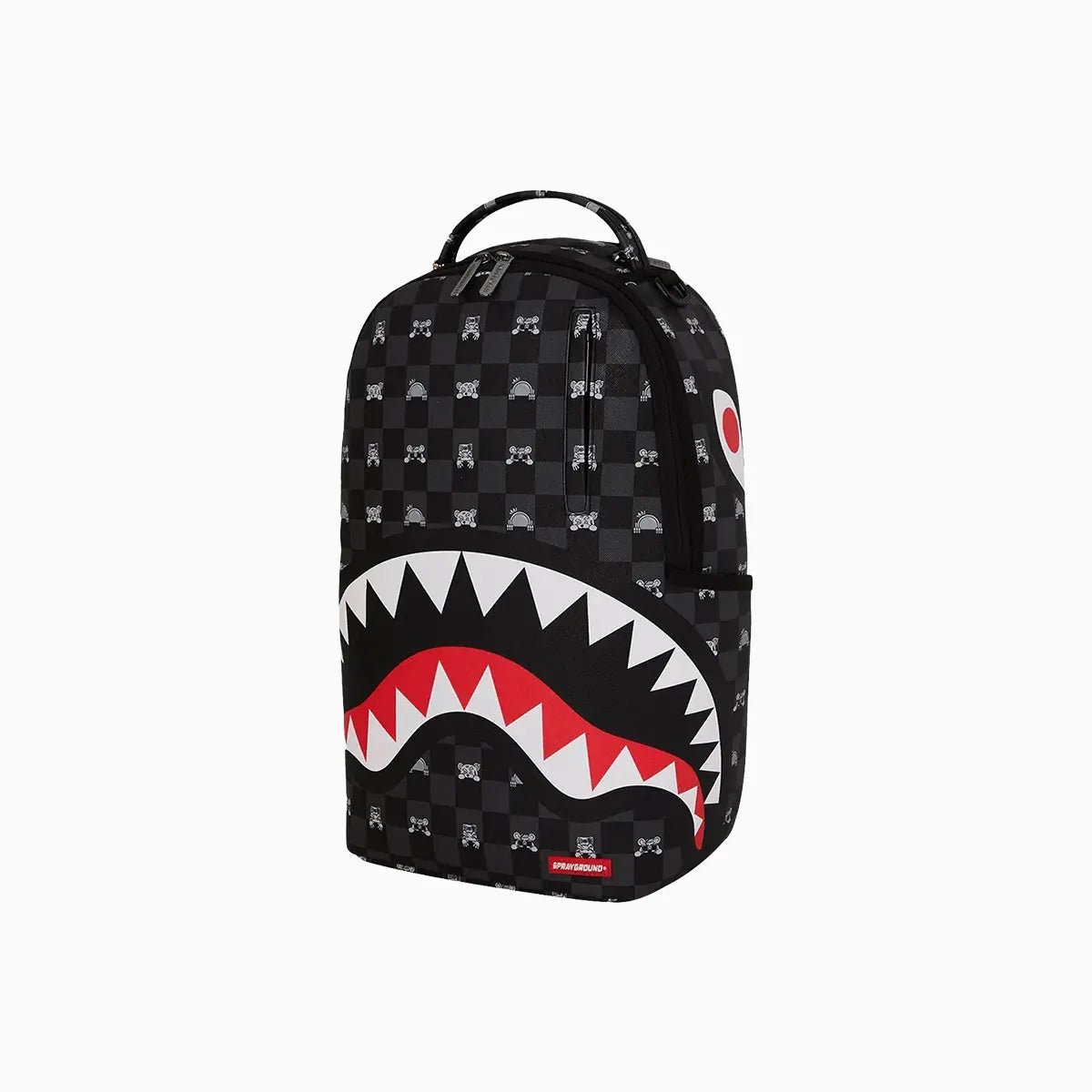 Gray Peeking Character Check Backpack Sprayground - Tops and Bottoms USA