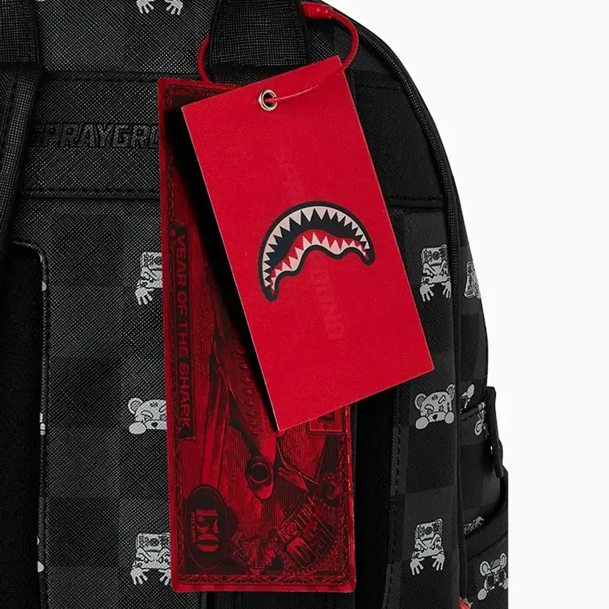 Gray Peeking Character Check Savage Backpack Sprayground - Tops and Bottoms USA